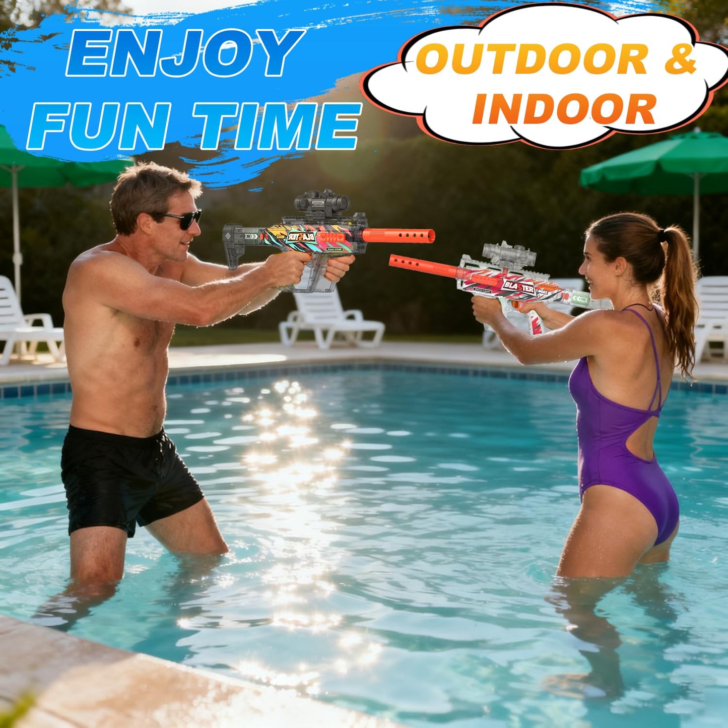TENTAM Gel Ball Blaster Transparent Version – Semi Auto Electric, 170 FPS, 85 ft Range