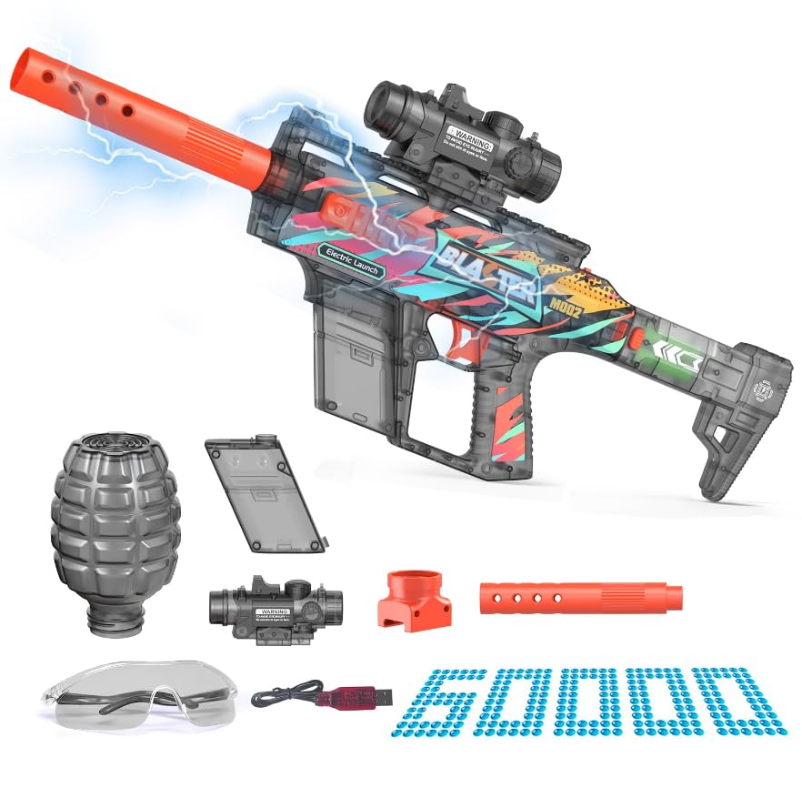 TENTAM Gel Ball Blaster Transparent Version – Semi Auto Electric, 170 FPS, 85 ft Range