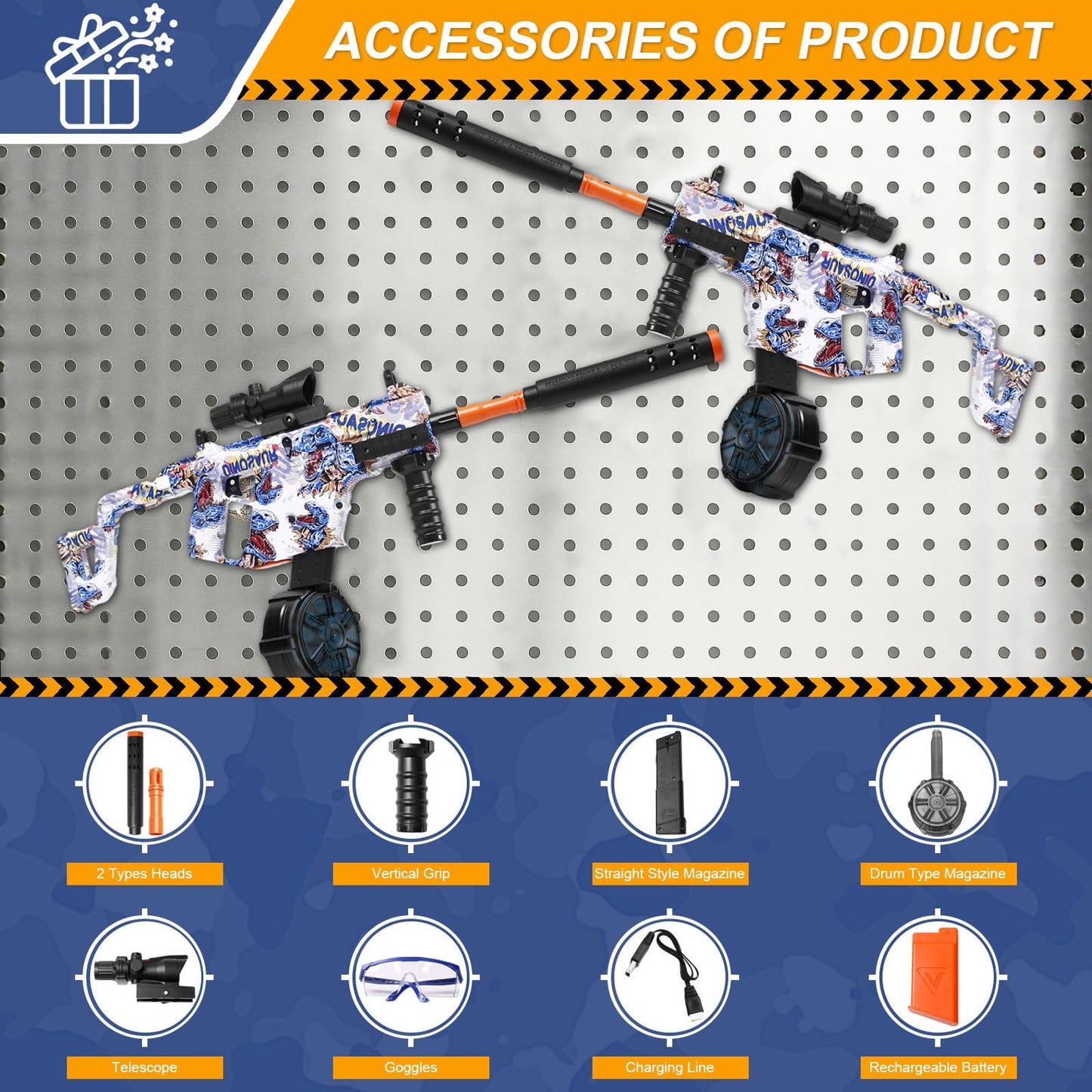 Tentam Gel Blaster Splatter Automatic - 160+ FPS, 80ft Range, Goggles & Ammo Drum