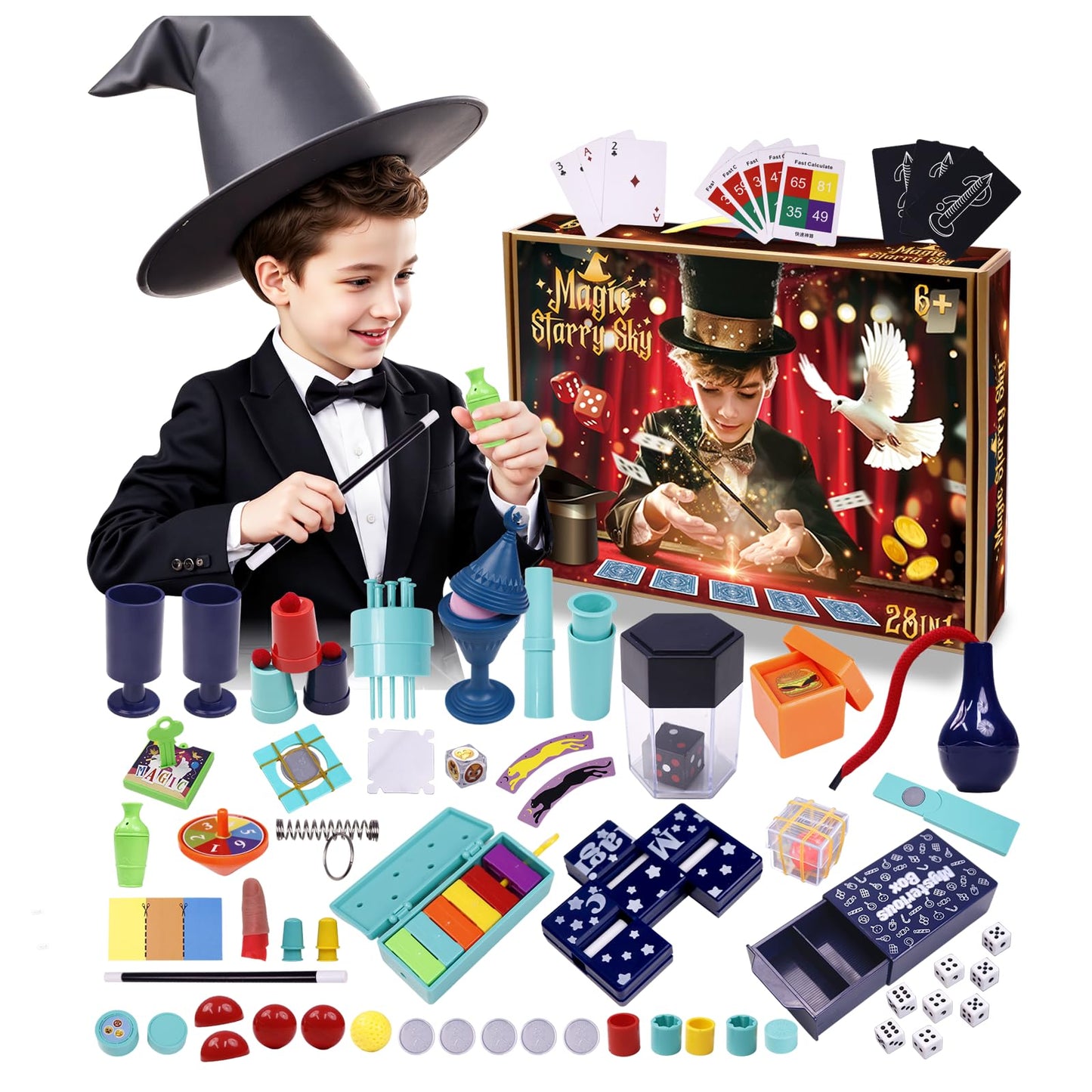 Tentam Magic Kit: 250+ Beginner Tricks + Step-by-Step Video Guides (Ages 6+)