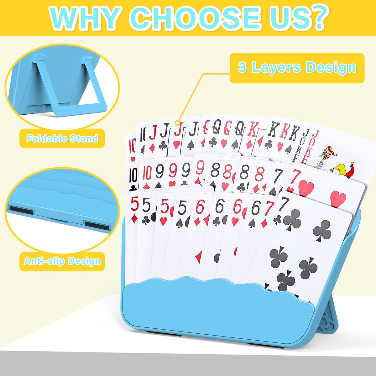 Tenyond Card Holders for Playing Cards – 4 Pack with Foldable Stand | Travel, Seniors & Game Night