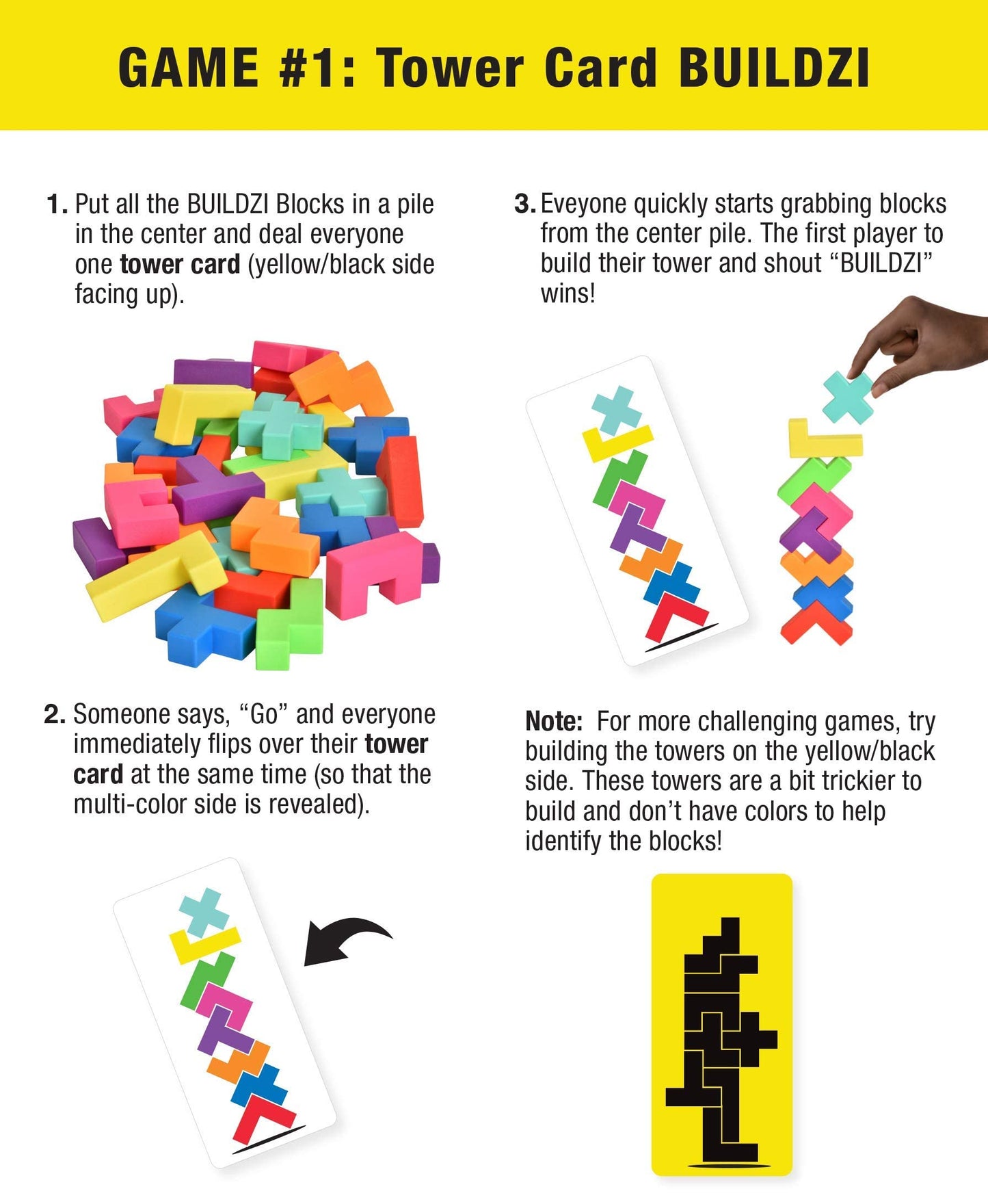 BUILDZI by TENZI - Fast Stacking Block Game for the Whole Family | 2-4 Players, Ages 6-96