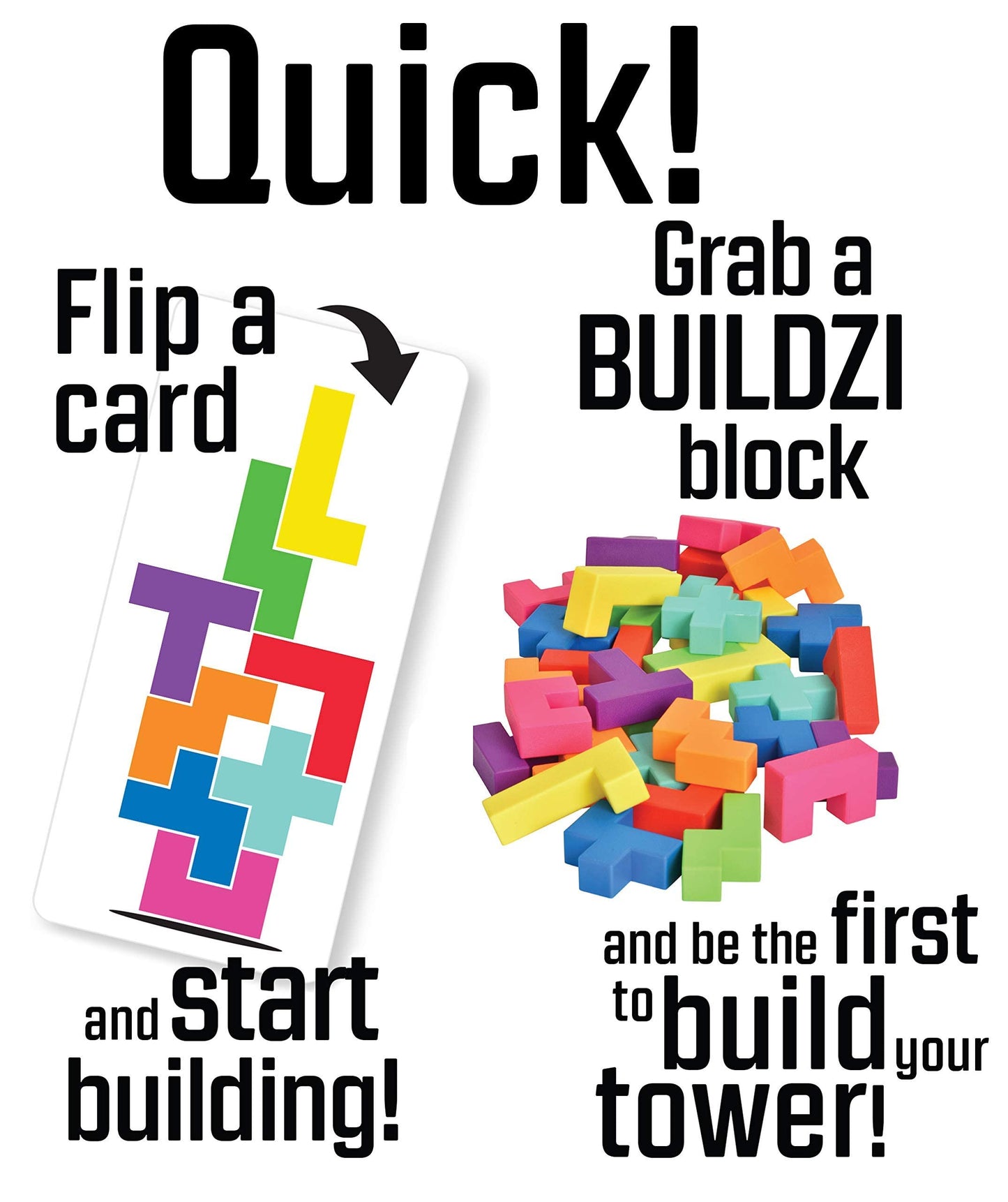 BUILDZI by TENZI - Fast Stacking Block Game for the Whole Family | 2-4 Players, Ages 6-96