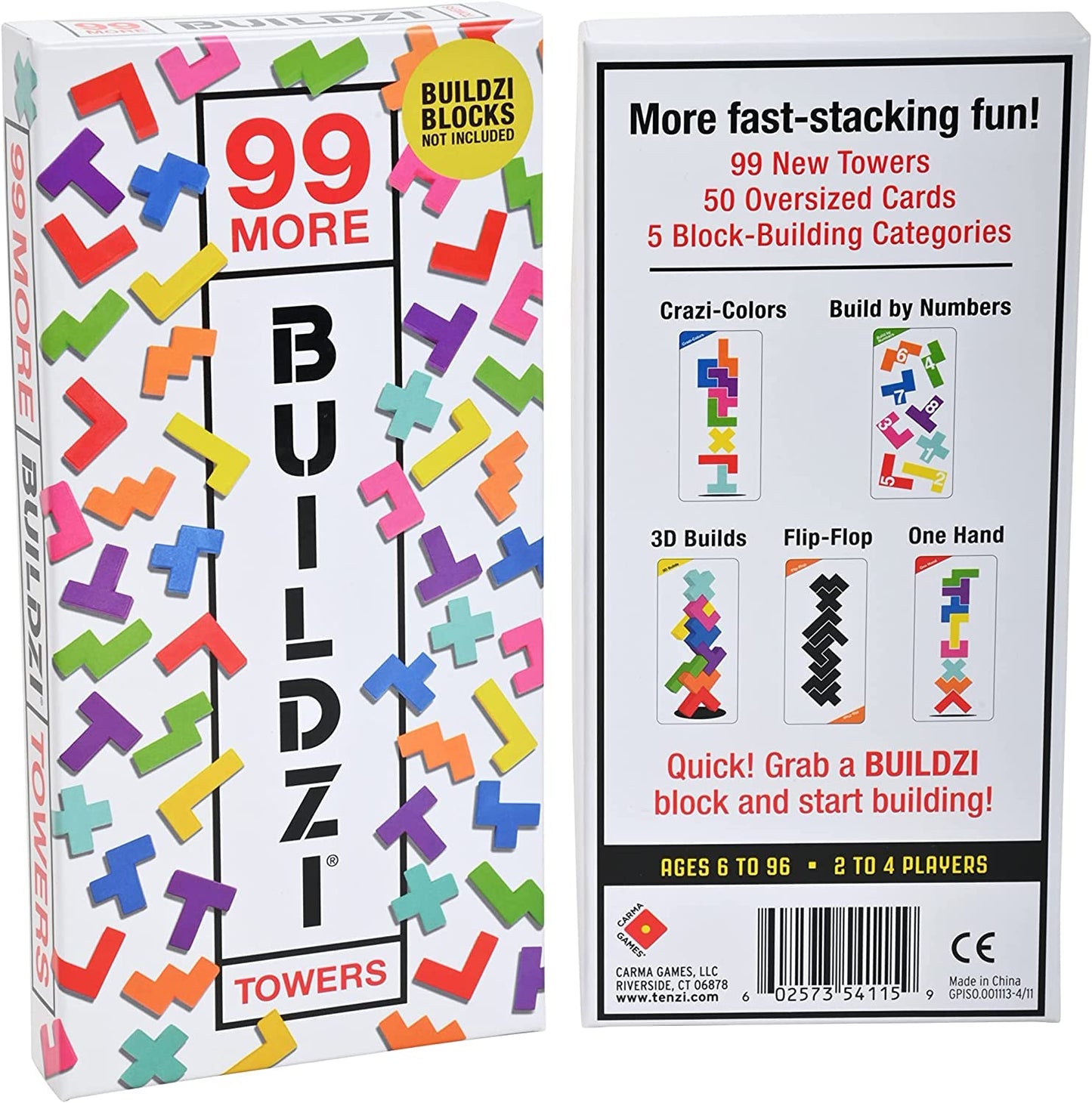 TENZI BUILDZI & 99 More Ways to Play Bundle | Fast Stacking Block Game for 2-4 Players