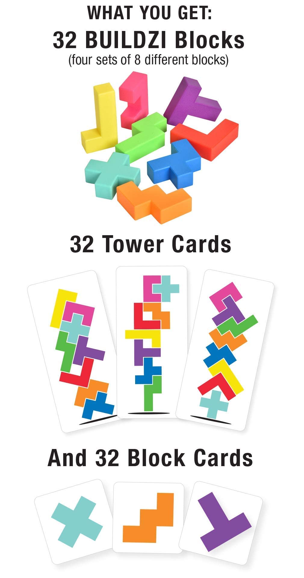 BUILDZI by TENZI - Fast Stacking Block Game for the Whole Family | 2-4 Players, Ages 6-96