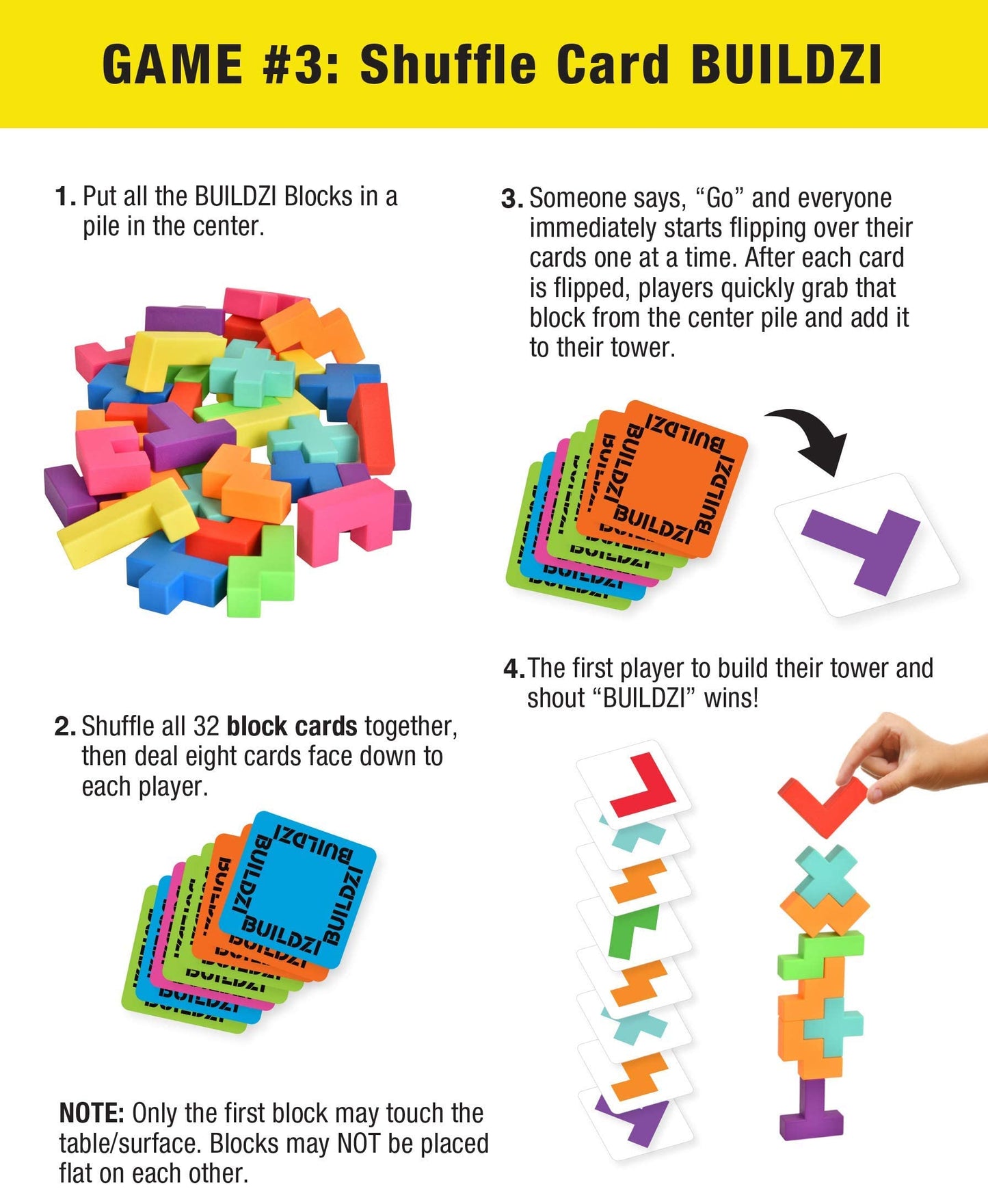BUILDZI by TENZI - Fast Stacking Block Game for the Whole Family | 2-4 Players, Ages 6-96