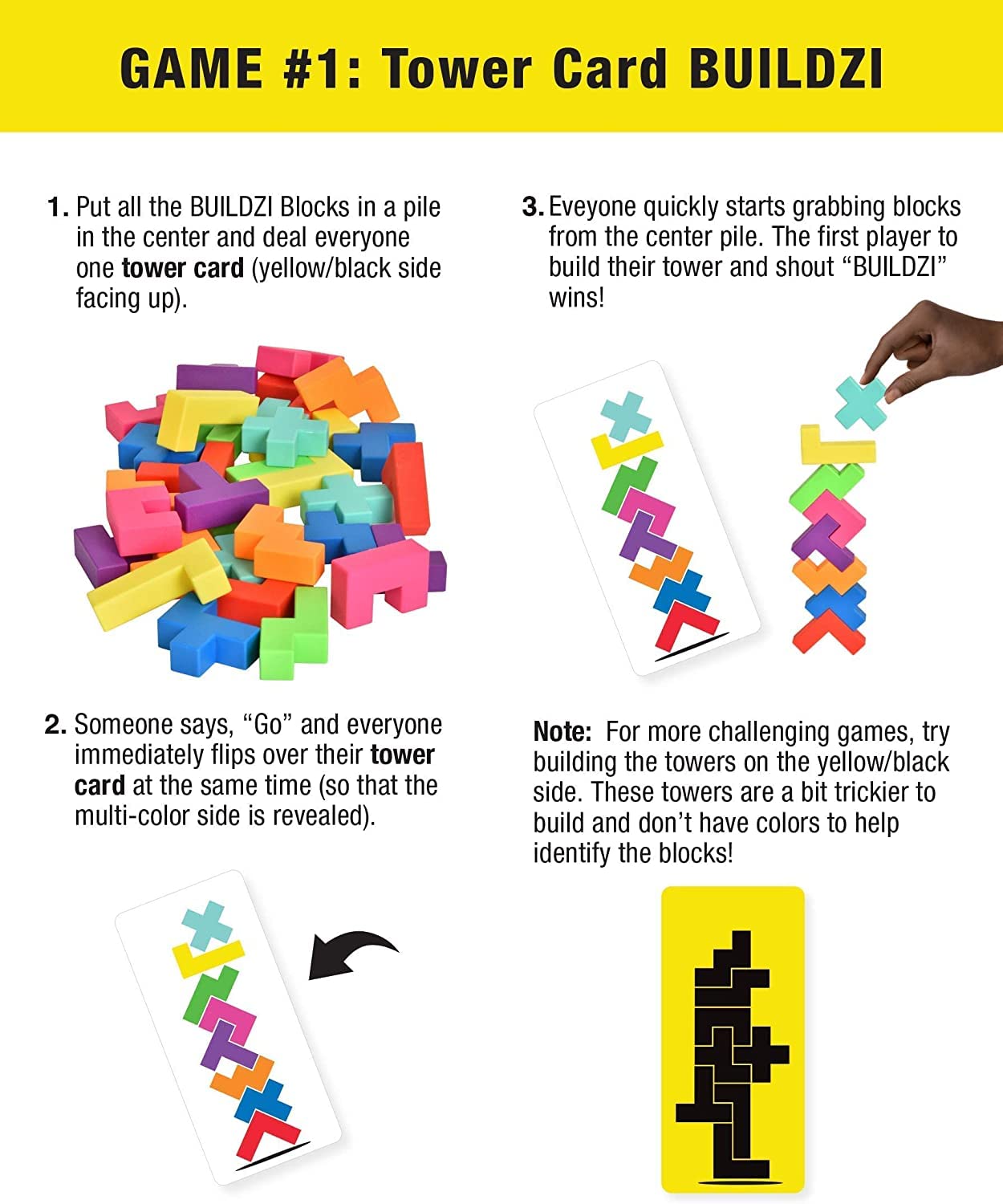 TENZI BUILDZI & 99 More Ways to Play Bundle | Fast Stacking Block Game for 2-4 Players