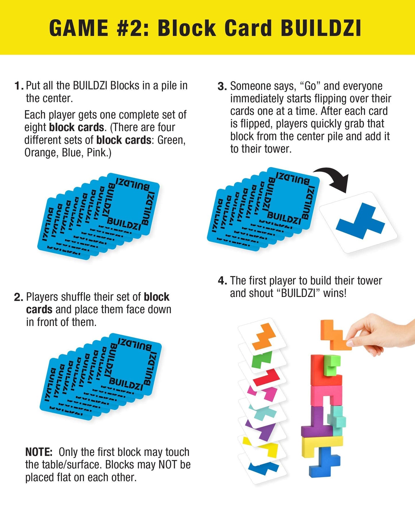BUILDZI by TENZI - Fast Stacking Block Game for the Whole Family | 2-4 Players, Ages 6-96