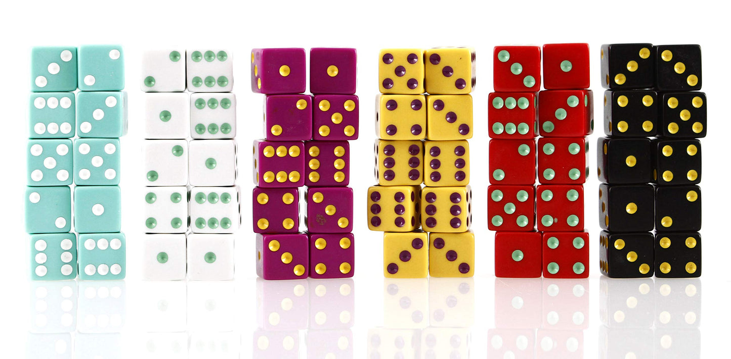 TENZI Party Pack Dice Game Bundle – 6 Sets of Colored Dice + 77 Ways to Play