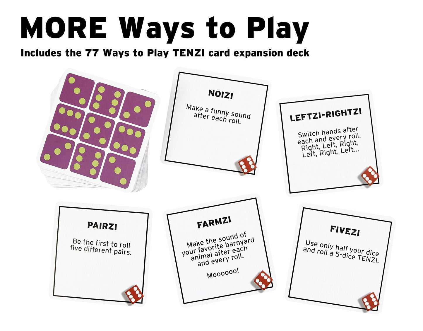 TENZI Dice Party Game Bundle | 4 Color Dice Sets + 77 Ways to Play