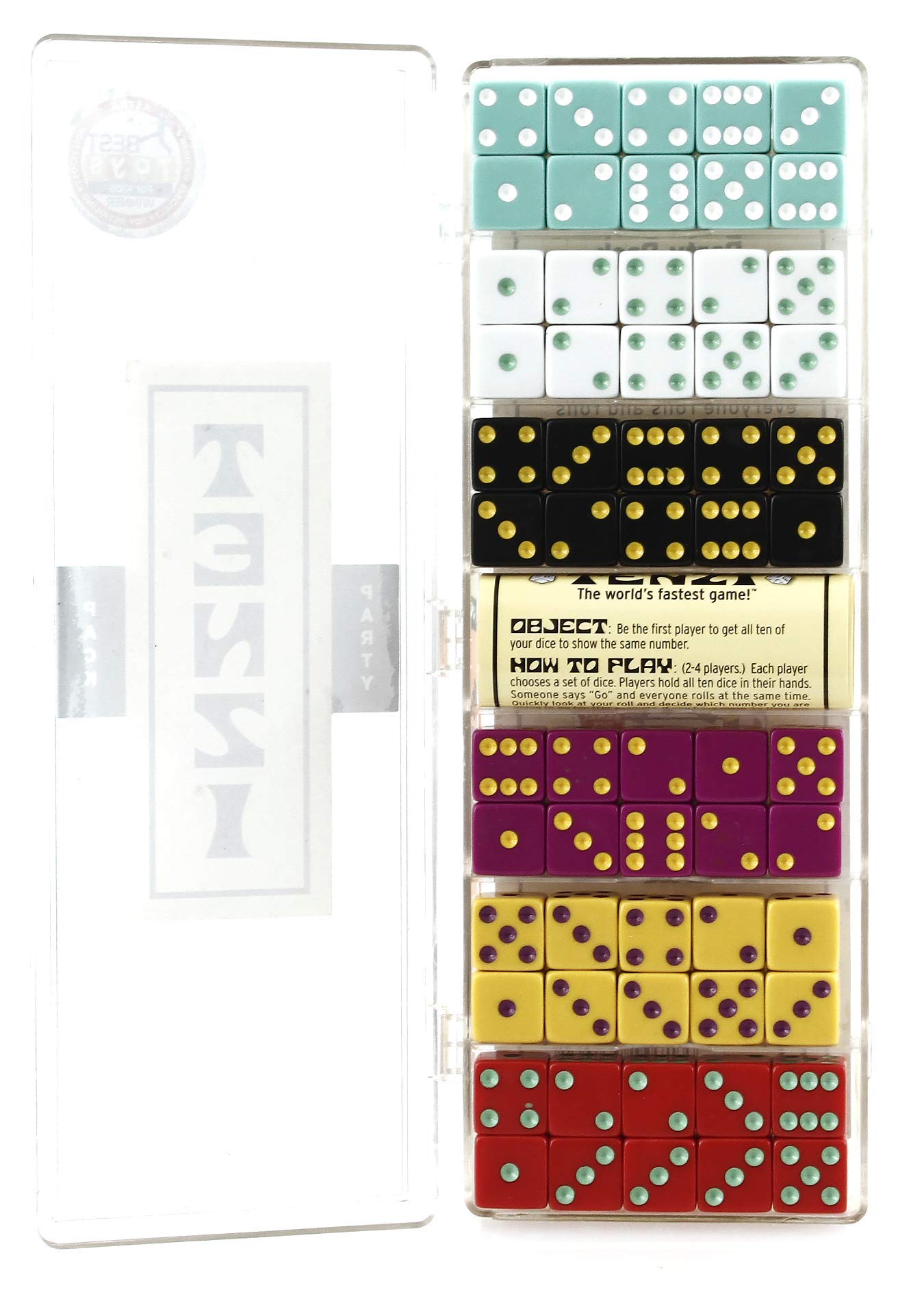 TENZI Party Pack Dice Game – Fast Family Fun, 6 Sets of 10 Dice + Storage Case