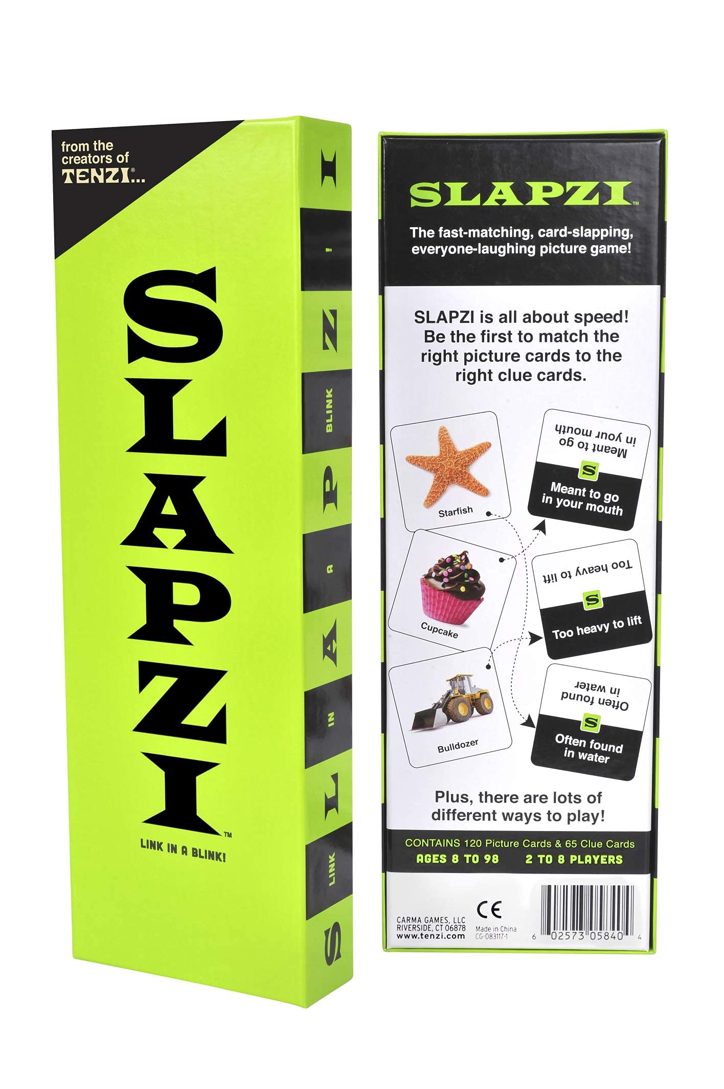 TENZI SLAPZI Full-Sized Edition – 120 Picture Cards, 65 Clue Cards | Fast Family Card Game