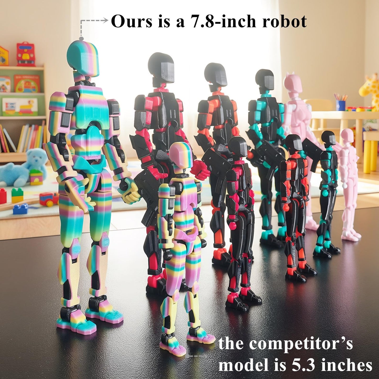 Teoboeys 7.8-inch T13 3D Action Figure with Titan Nova 13 Robo – Large Pink/White, Completed Assembly