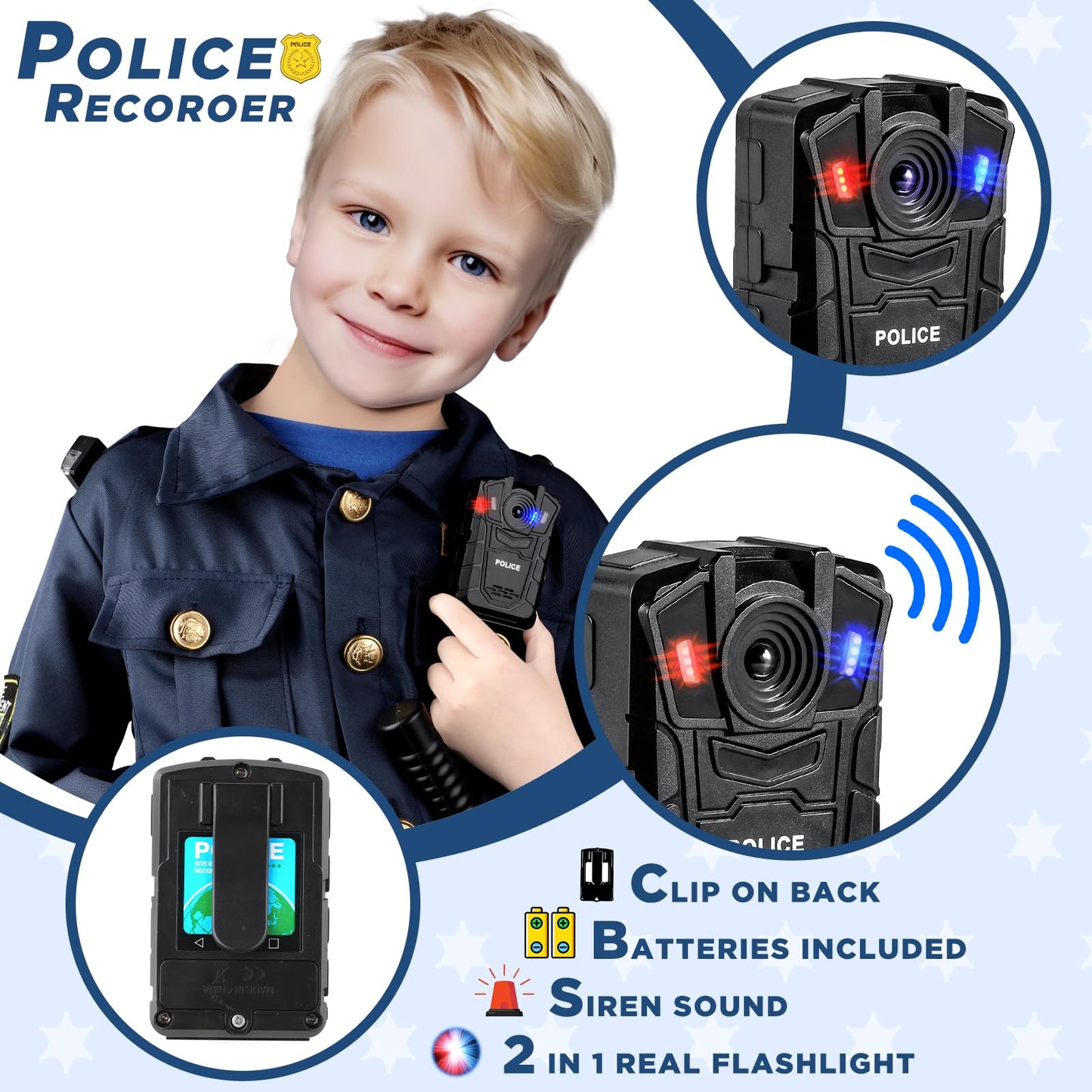 Tepsmigo Police Costume for Kids – All-in-One Role Play Kit with Lights