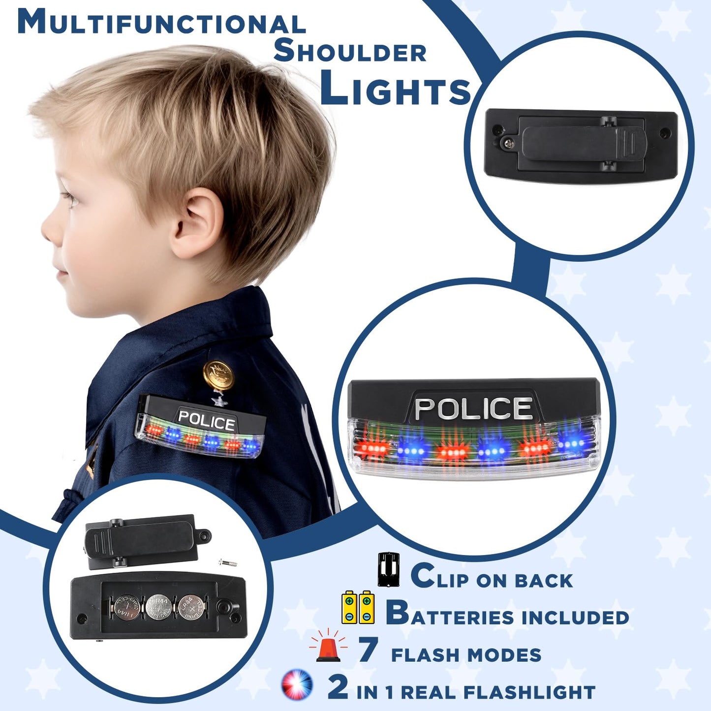 Tepsmigo Police Costume for Kids – All-in-One Role Play Kit with Lights