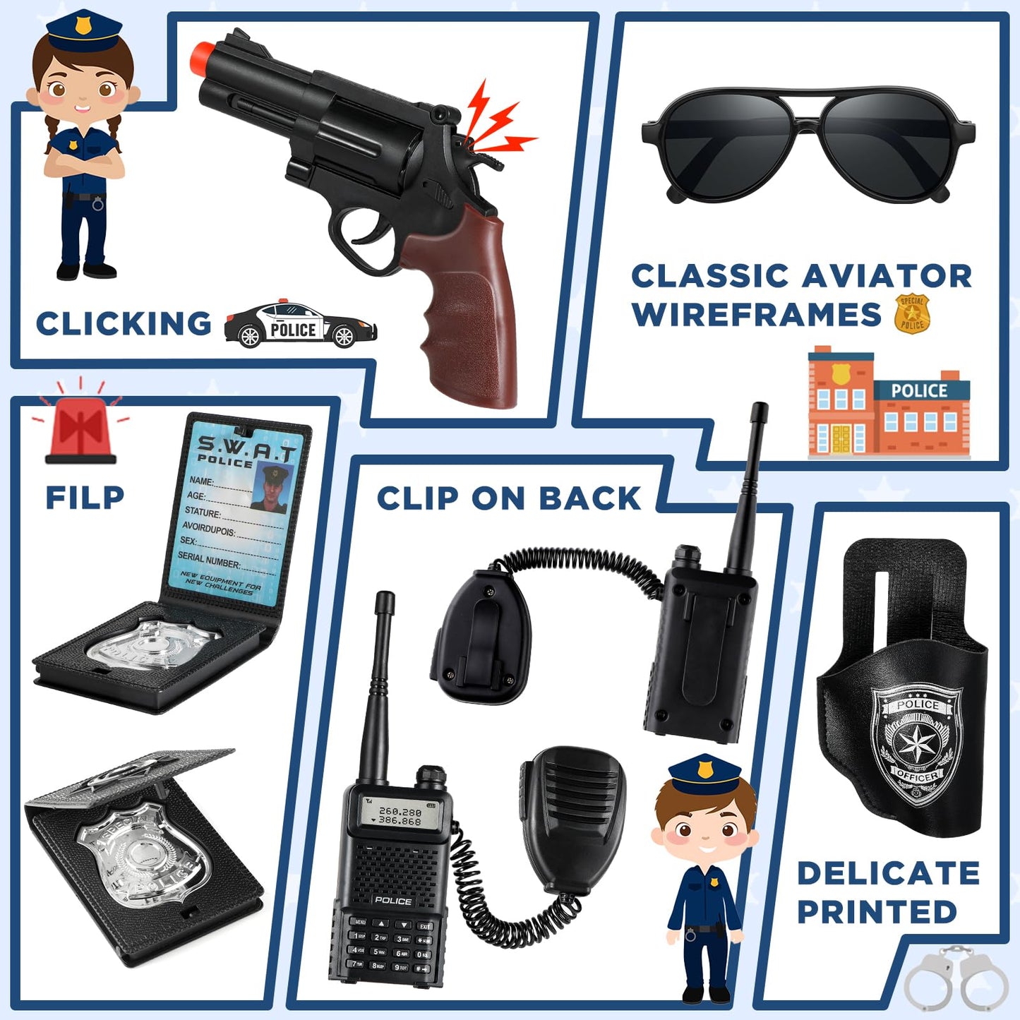 Tepsmigo Police Costume for Kids – All-in-One Role Play Kit with Lights