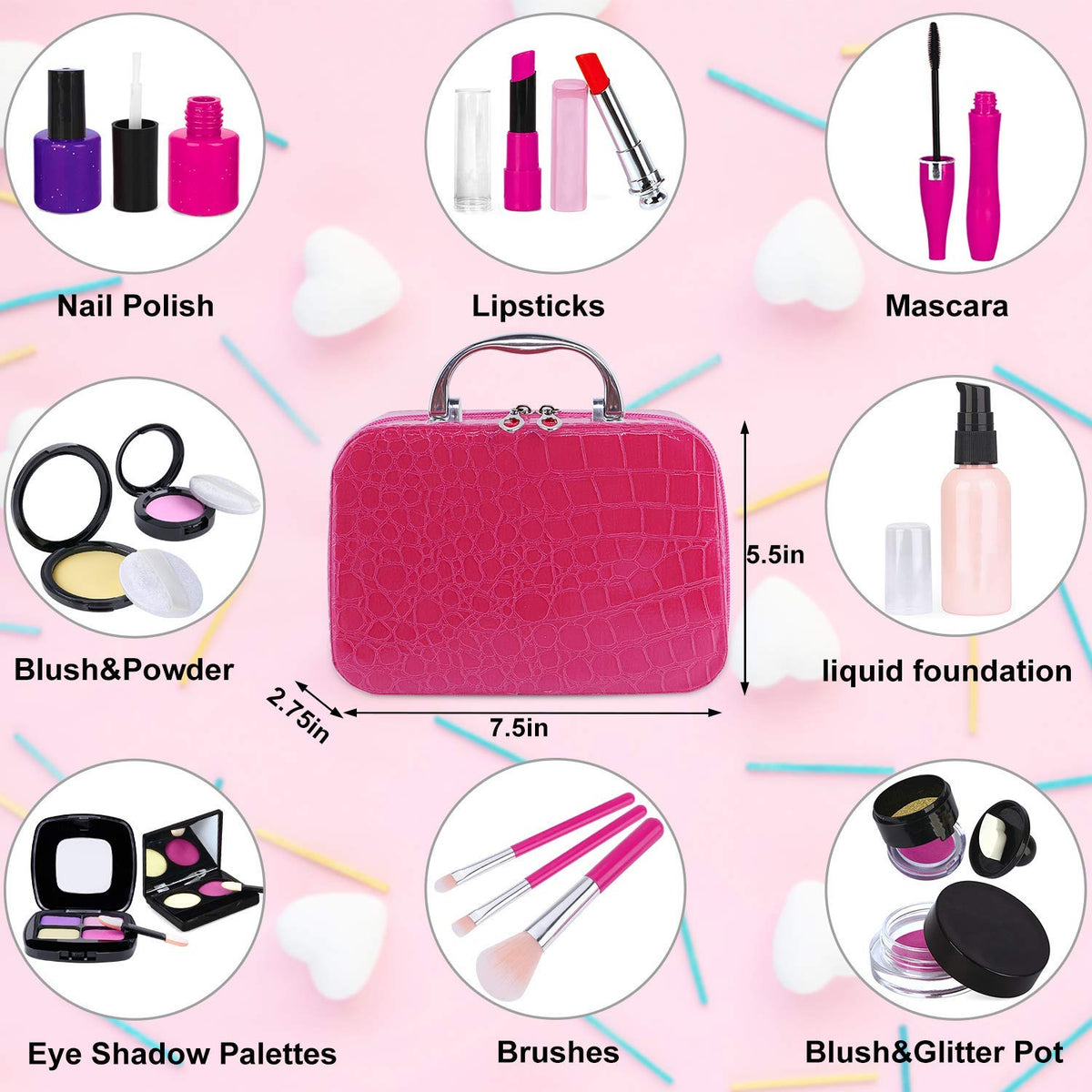 Tepsmigo Pretend Makeup Kit for Girls – Safe Toy Makeup Set for Ages 3+ (Not Real Makeup)