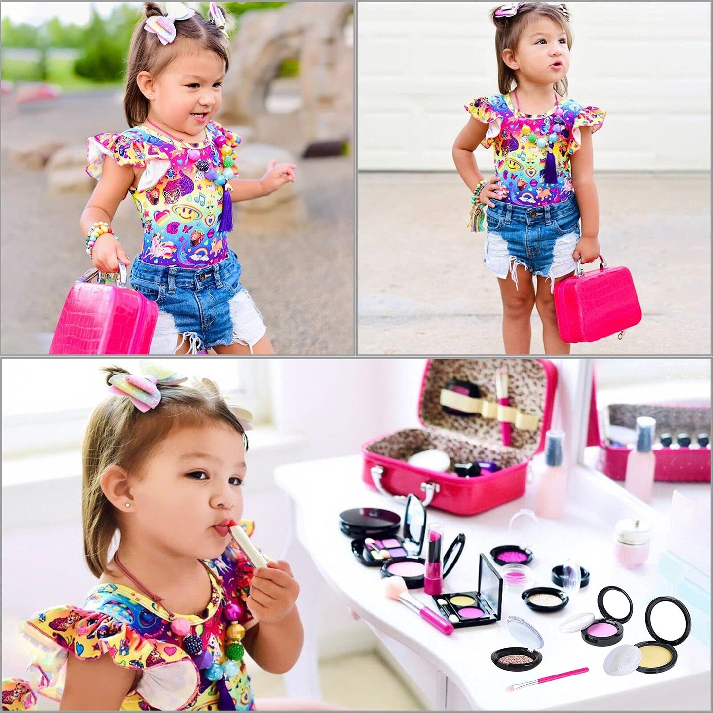 Tepsmigo Pretend Makeup Kit for Girls – Safe Toy Makeup Set for Ages 3+ (Not Real Makeup)