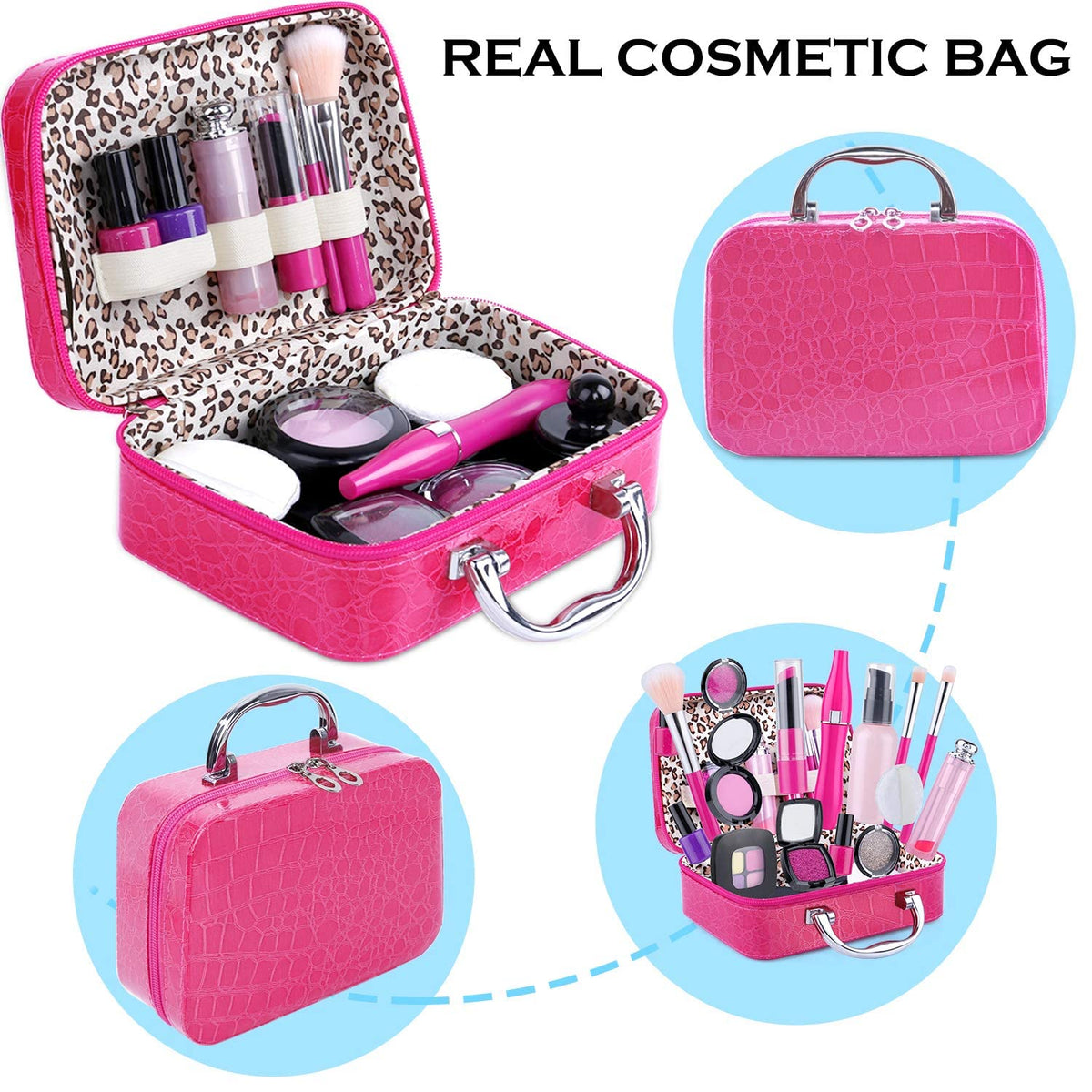 Tepsmigo Pretend Makeup Kit for Girls – Safe Toy Makeup Set for Ages 3+ (Not Real Makeup)