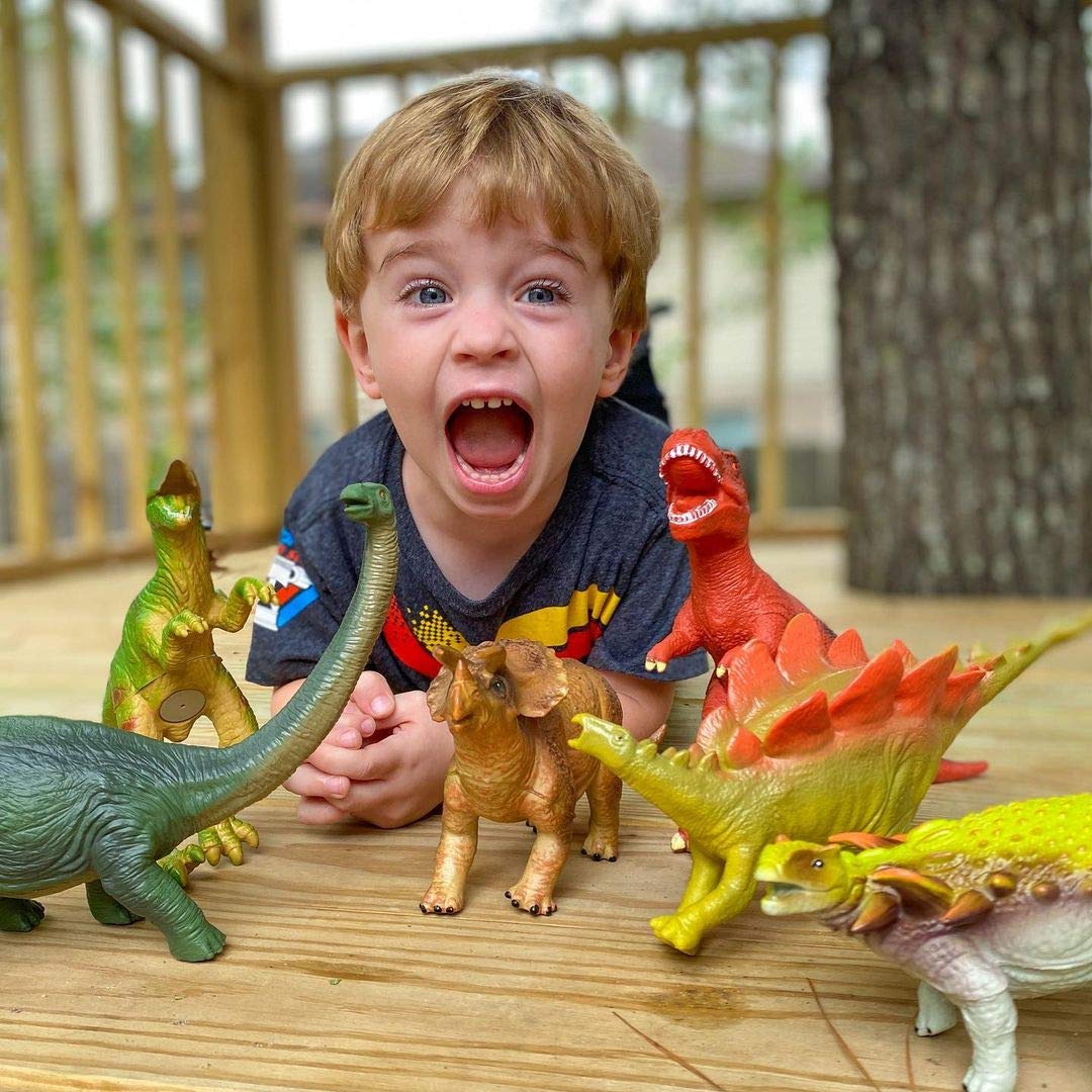 Tepsmigo Soft Dinosaur Toys Set of 6 – Jumbo T-Rex, Velociraptor & Triceratops for Kids Aged 3-7
