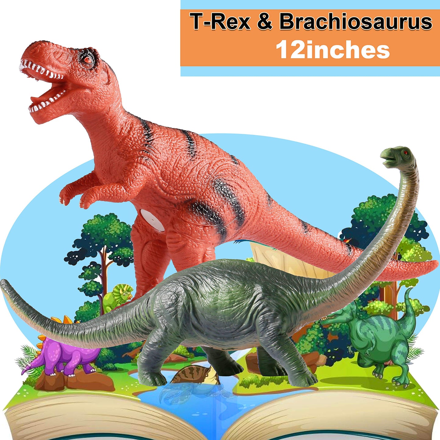 Tepsmigo Soft Dinosaur Toys Set of 6 – Jumbo T-Rex, Velociraptor & Triceratops for Kids Aged 3-7
