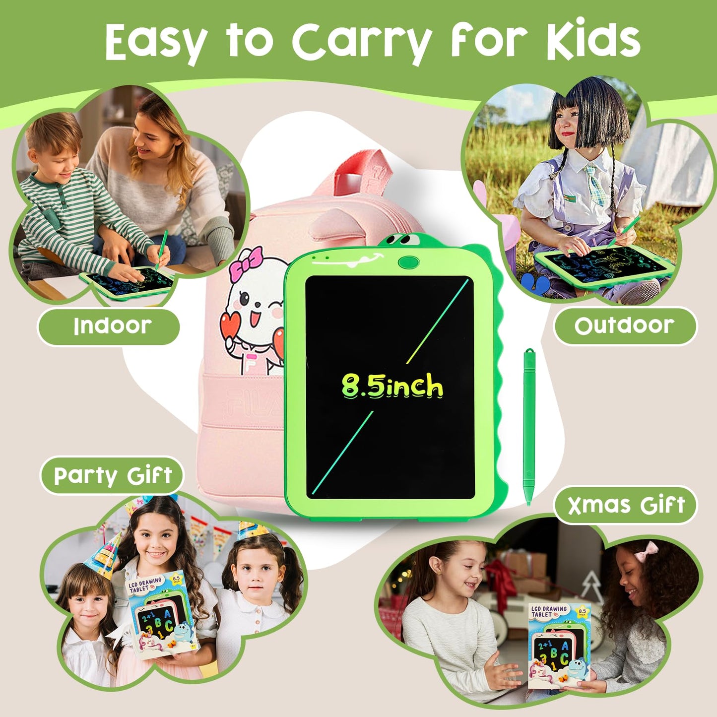 Teriph LCD Writing Tablet for Kids – 8.5 Inch Colorful Doodle Pad, Safe & Portable Educational Toy