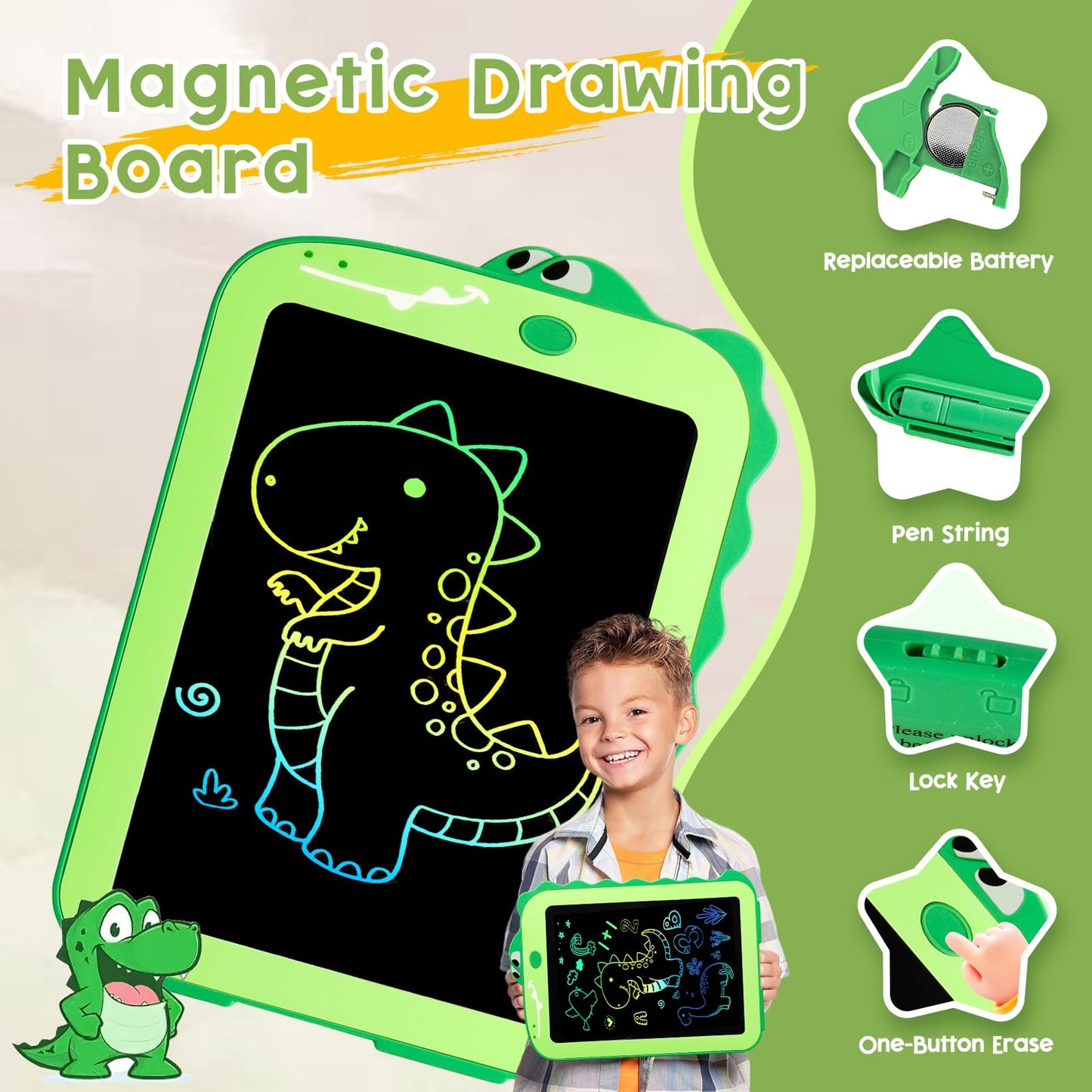 Teriph LCD Writing Tablet for Kids – 8.5 Inch Colorful Doodle Pad, Safe & Portable Educational Toy