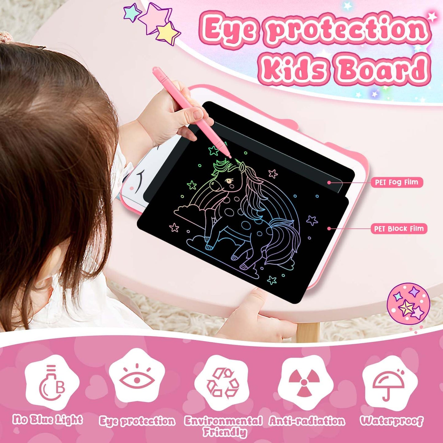 Teriph LCD Writing Tablet for Kids - 8.5 Inch Unicorn Doodle Board, Mess-Free Learning