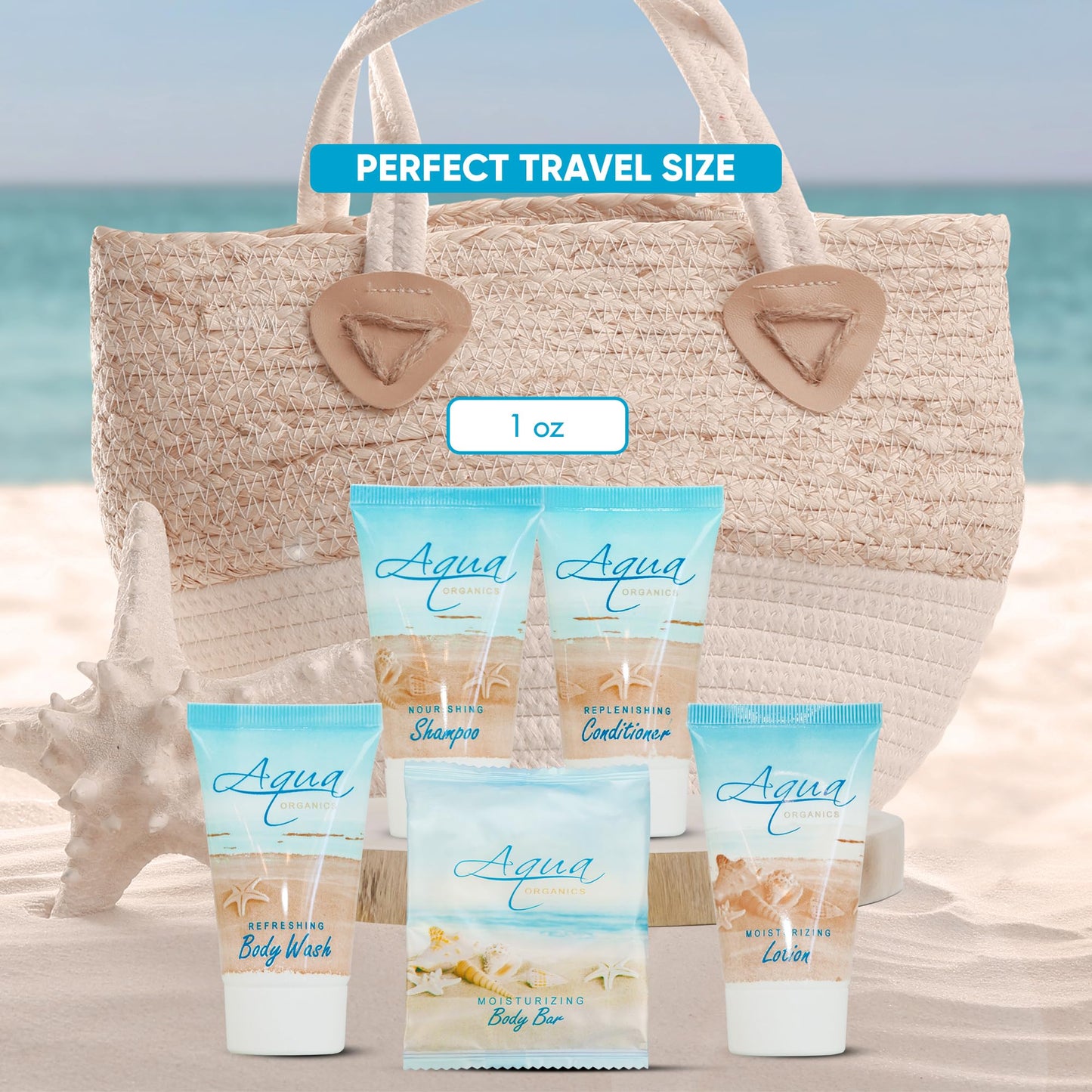 Terra Pure Aqua Organics Hotel Soaps & Toiletries Bulk Set – 150 Travel-Size Pieces (1oz Each)