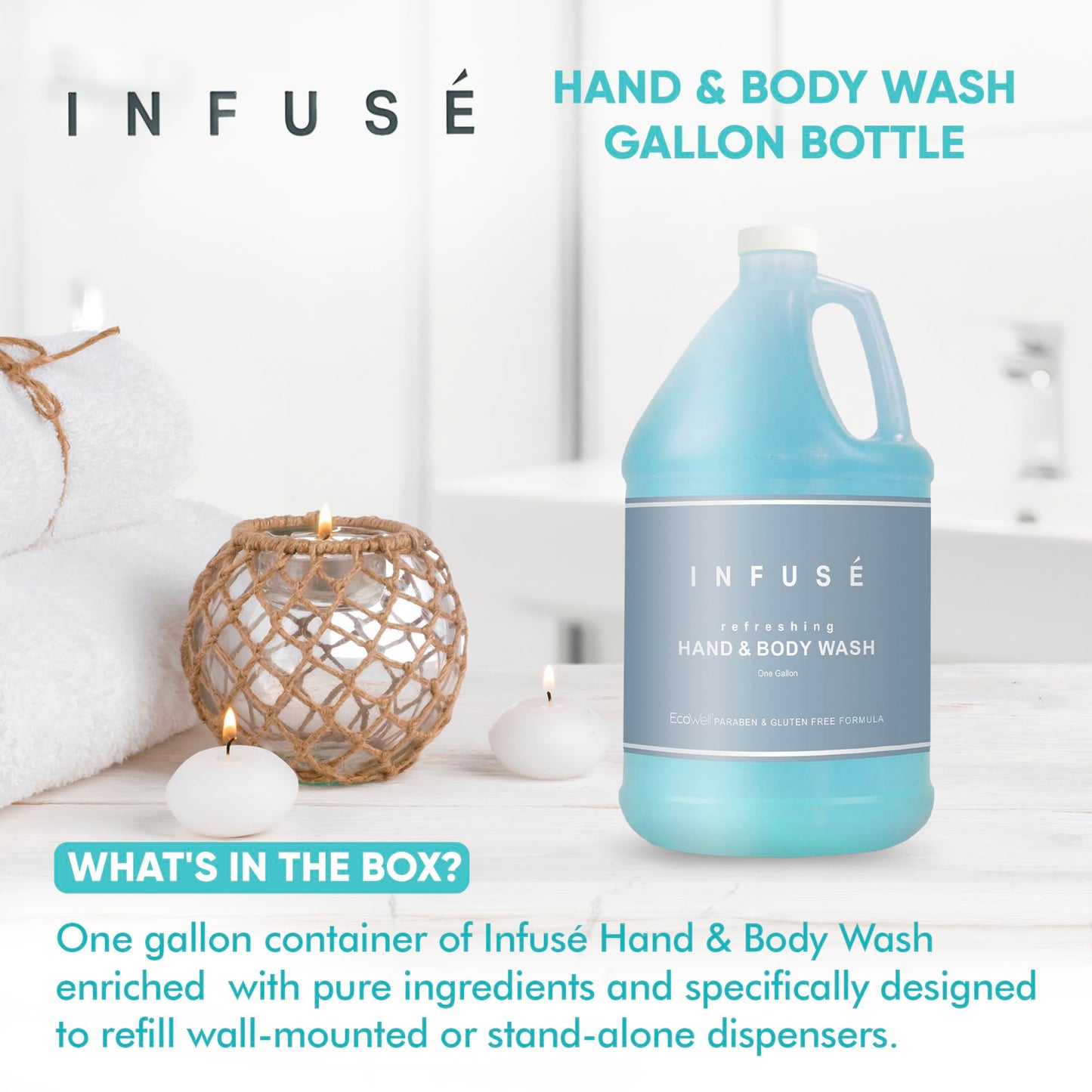 Terra Pure Infuse Hotel Body Wash & Hand Soap – 4 x 1-Gallon Refills for Dispensers