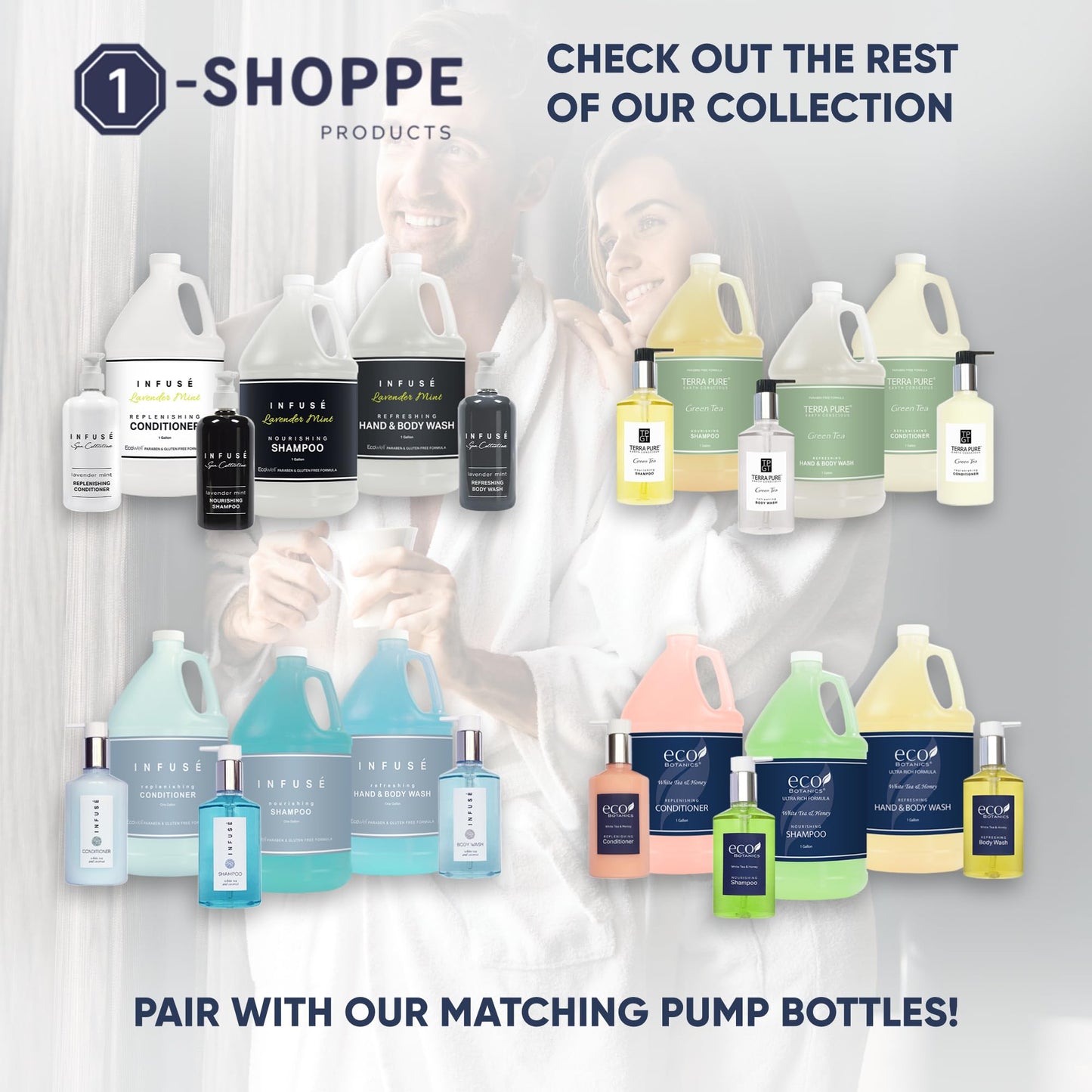Terra Pure Infuse Hotel Body Wash & Hand Soap – 4 x 1-Gallon Refills for Dispensers
