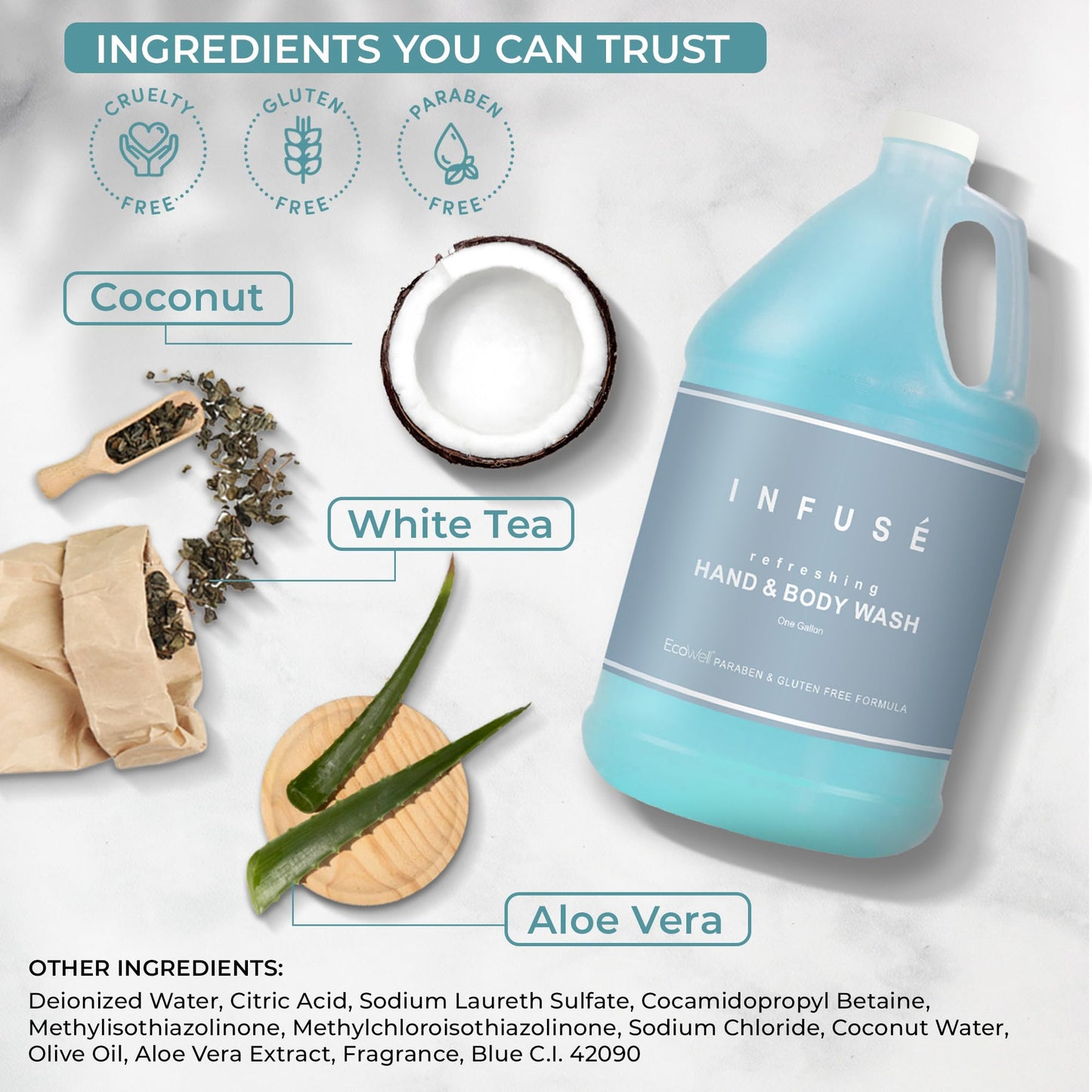Terra Pure Infuse Hotel Body Wash & Hand Soap – 4 x 1-Gallon Refills for Dispensers