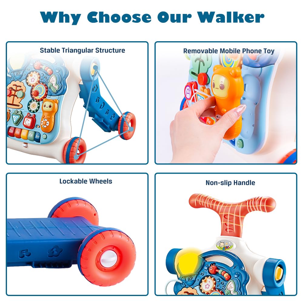 Terramus 5-in-1 Baby Walker: Sit-to-Stand Toy with 5 Modes for Toddlers 6–60 Months