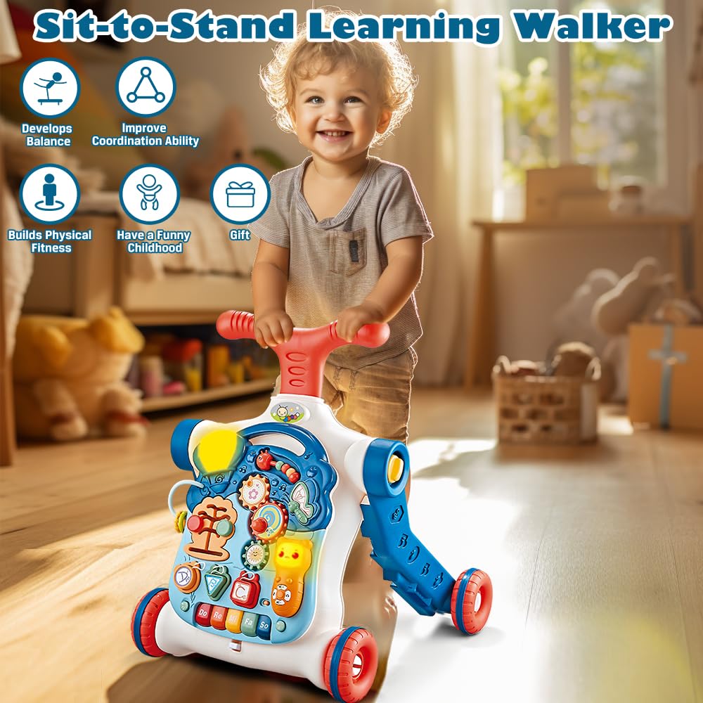 Terramus 5-in-1 Baby Walker: Sit-to-Stand Toy with 5 Modes for Toddlers 6–60 Months