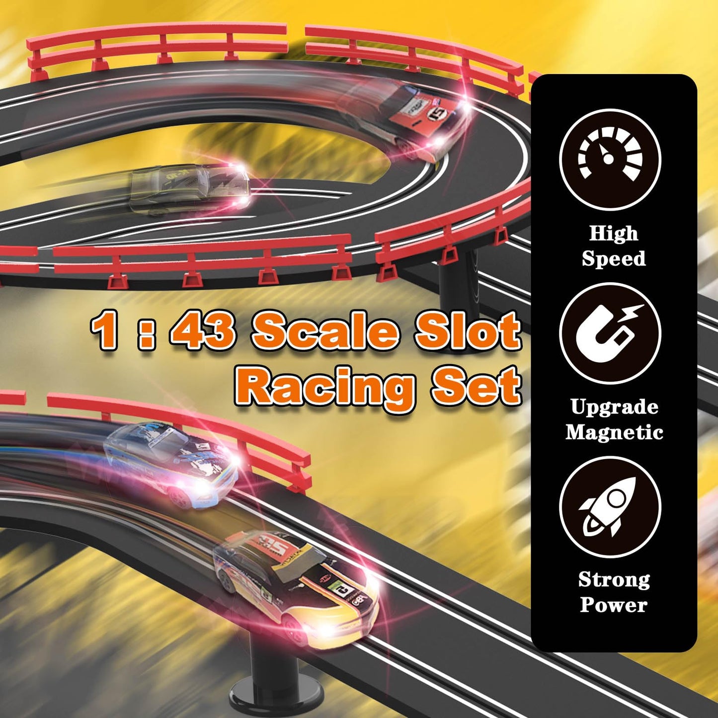 Teslala Slot Car Racing Track 40ft – 1:43 Scale, 4 Cars & 2 Controllers