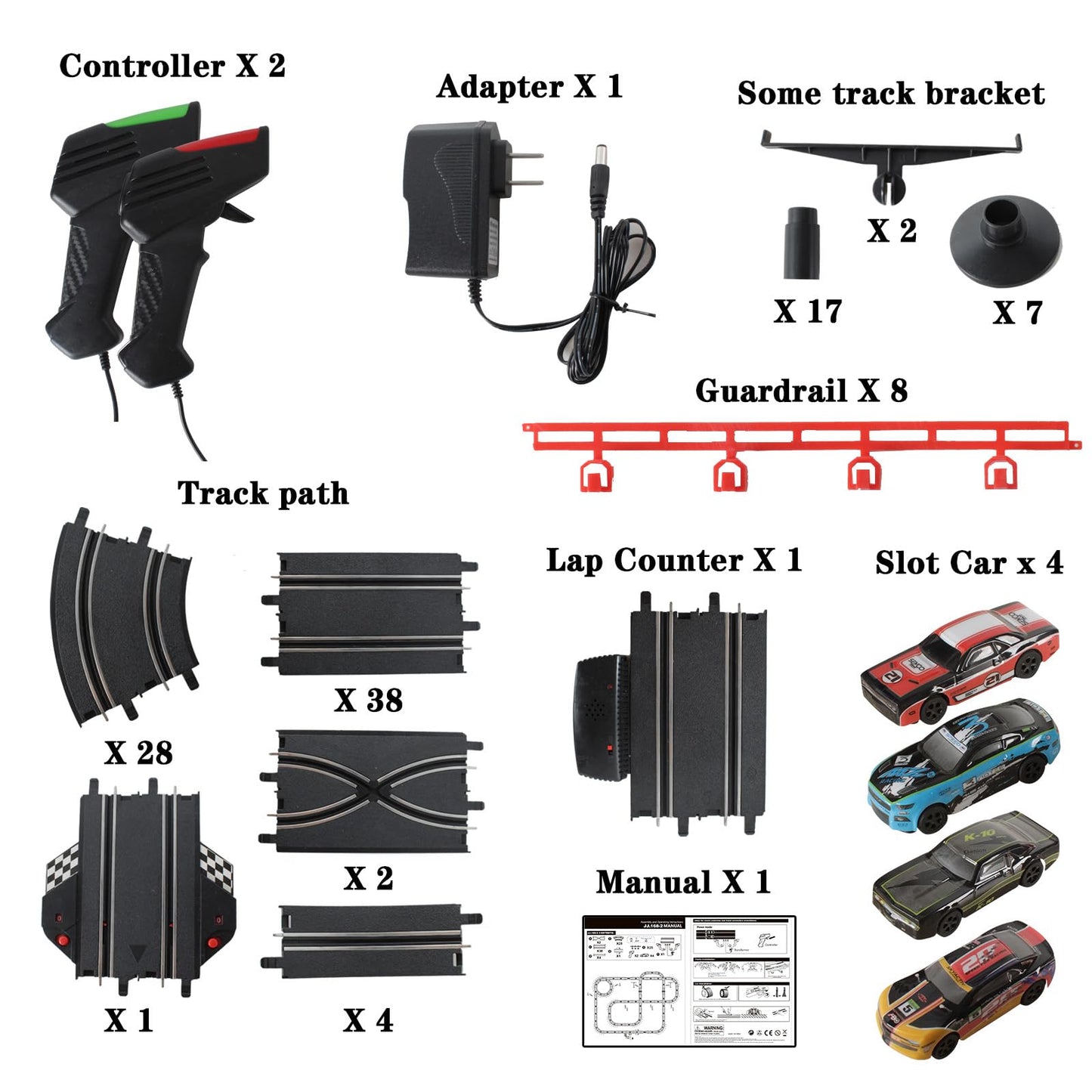Teslala Slot Car Racing Track 40ft – 1:43 Scale, 4 Cars & 2 Controllers
