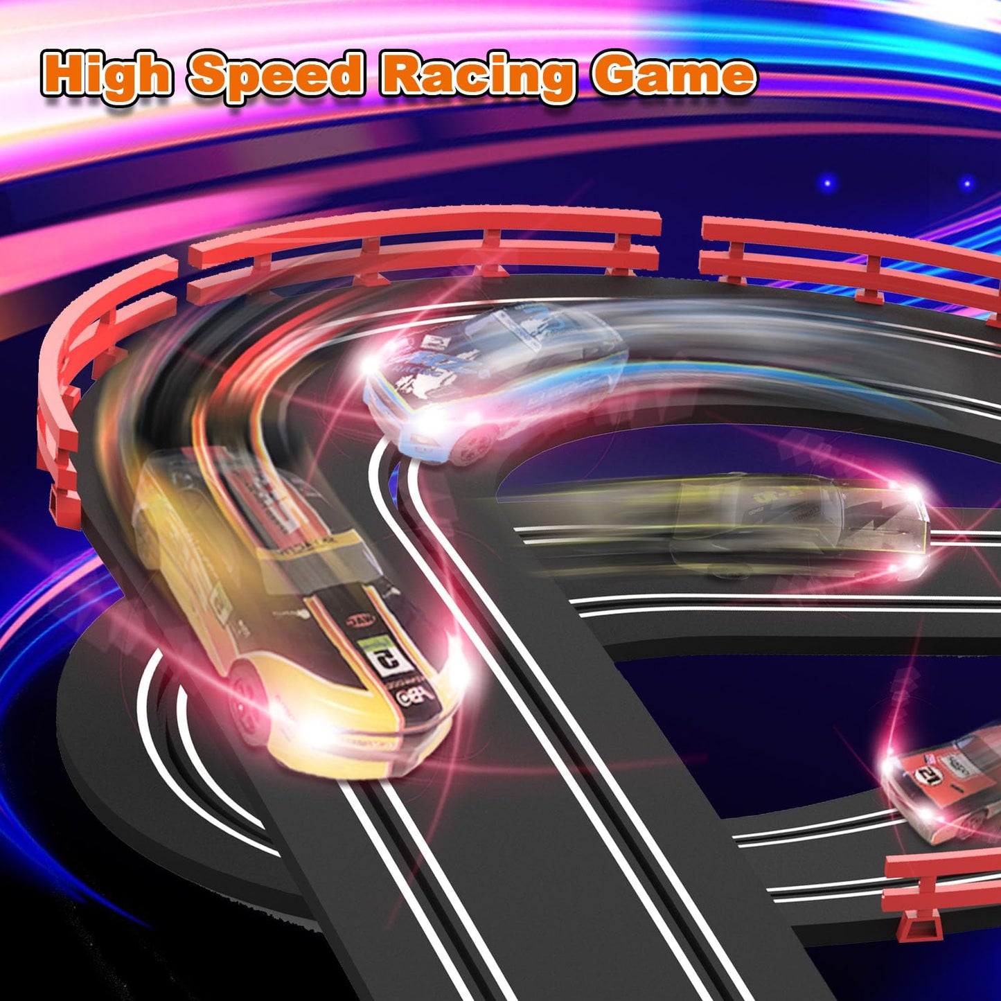 Teslala Slot Car Racing Track 40ft – 1:43 Scale, 4 Cars & 2 Controllers