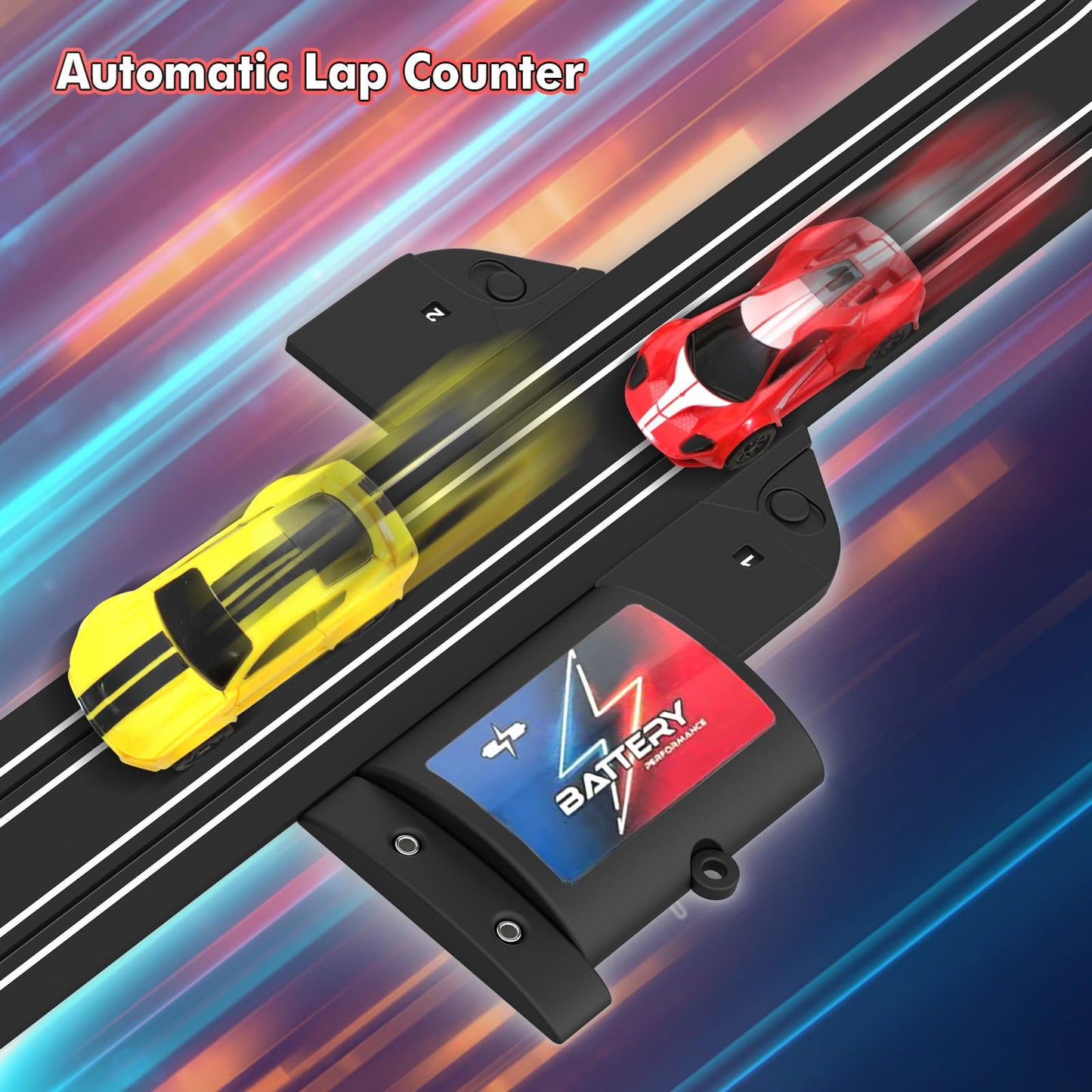 Teslala 32ft Slot Car Track Set — 4 Cars, 2 Controllers, Easy Setup