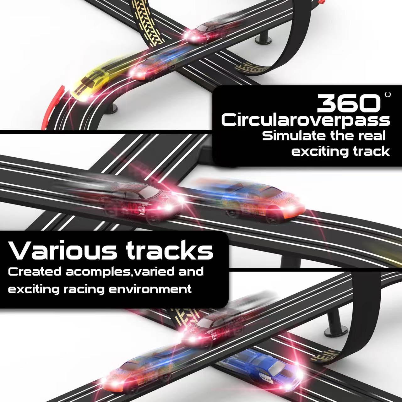 Teslala 28ft Slot Racing Track Set – 4 Cars & 2 Controllers for Kids 6-8