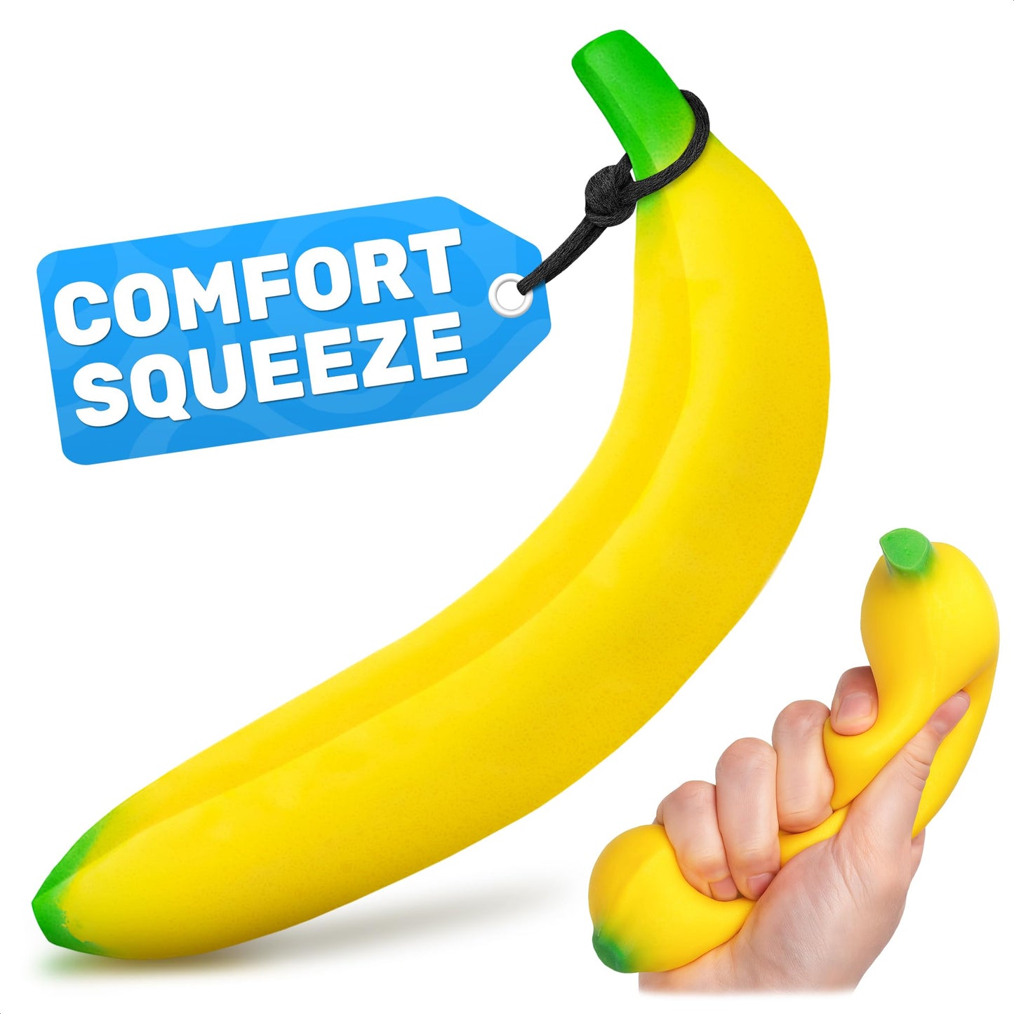 Tesorrio Fake Banana Stress Relief Fidget – 6.7 x 1.4 in PU Foam Desk Accessory