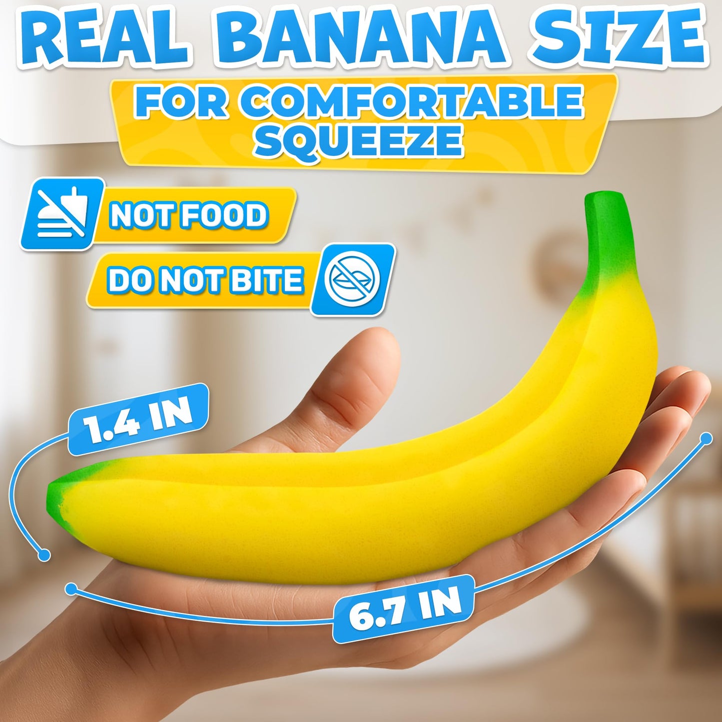 Tesorrio Fake Banana Stress Relief Fidget – 6.7 x 1.4 in PU Foam Desk Accessory