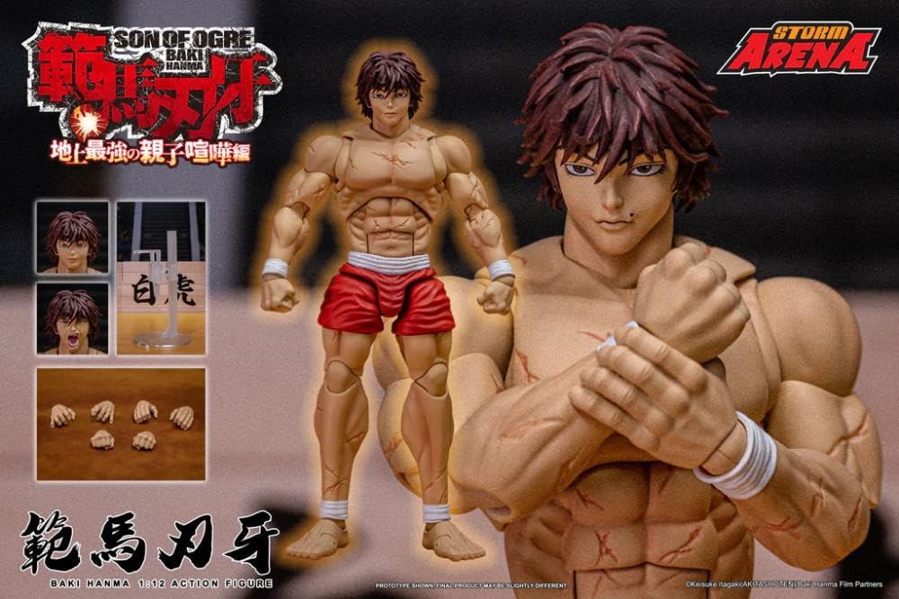 Testbrands Storm Arena Baki Hanma 1/12 Scale Collector Action Figure | Interchangeable Heads & Hands