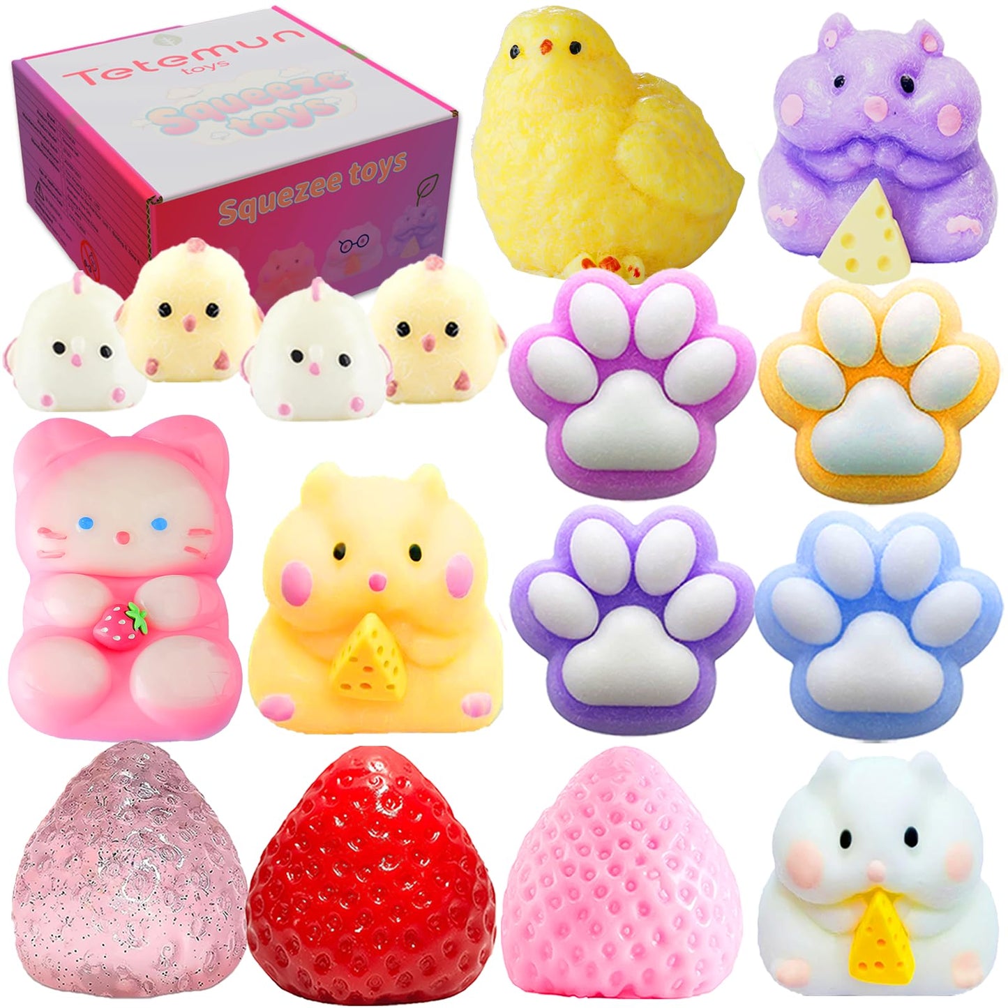 TETEMUN 16 PCS Big Taba Squishy Set – Fidget Toys Kit for Kids, Stress Relief & Party Favors