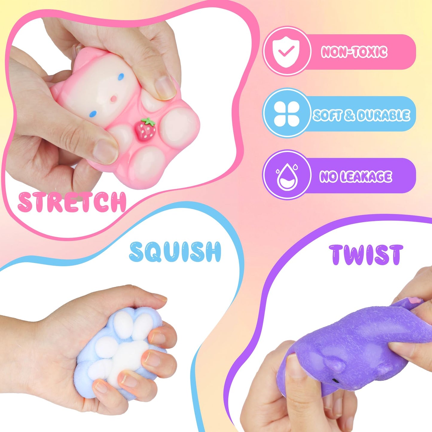 TETEMUN 16 PCS Big Taba Squishy Set – Fidget Toys Kit for Kids, Stress Relief & Party Favors