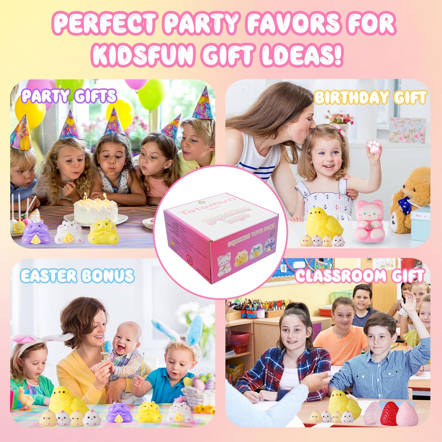 TETEMUN 16 PCS Big Taba Squishy Set – Fidget Toys Kit for Kids, Stress Relief & Party Favors