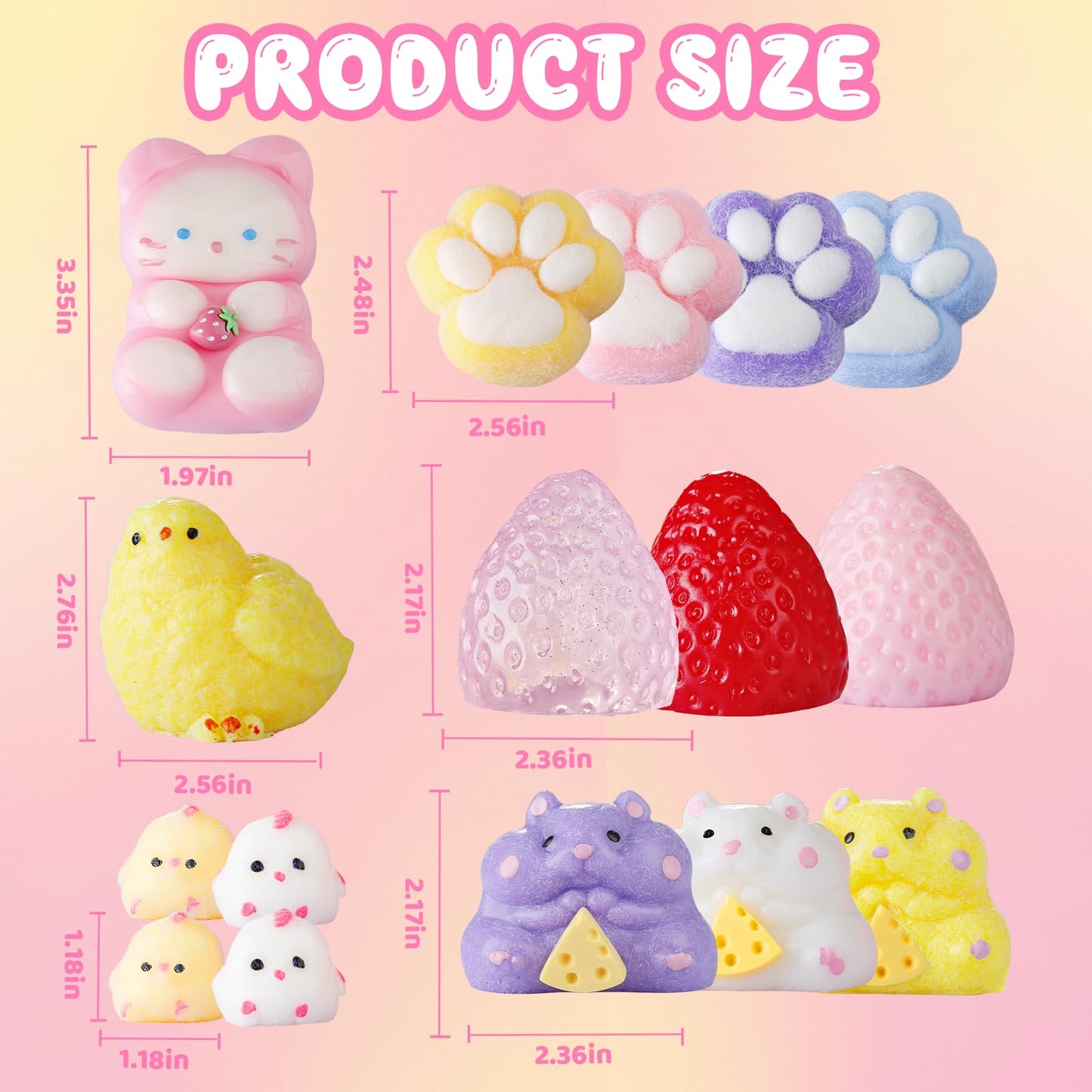 TETEMUN 16 PCS Big Taba Squishy Set – Fidget Toys Kit for Kids, Stress Relief & Party Favors