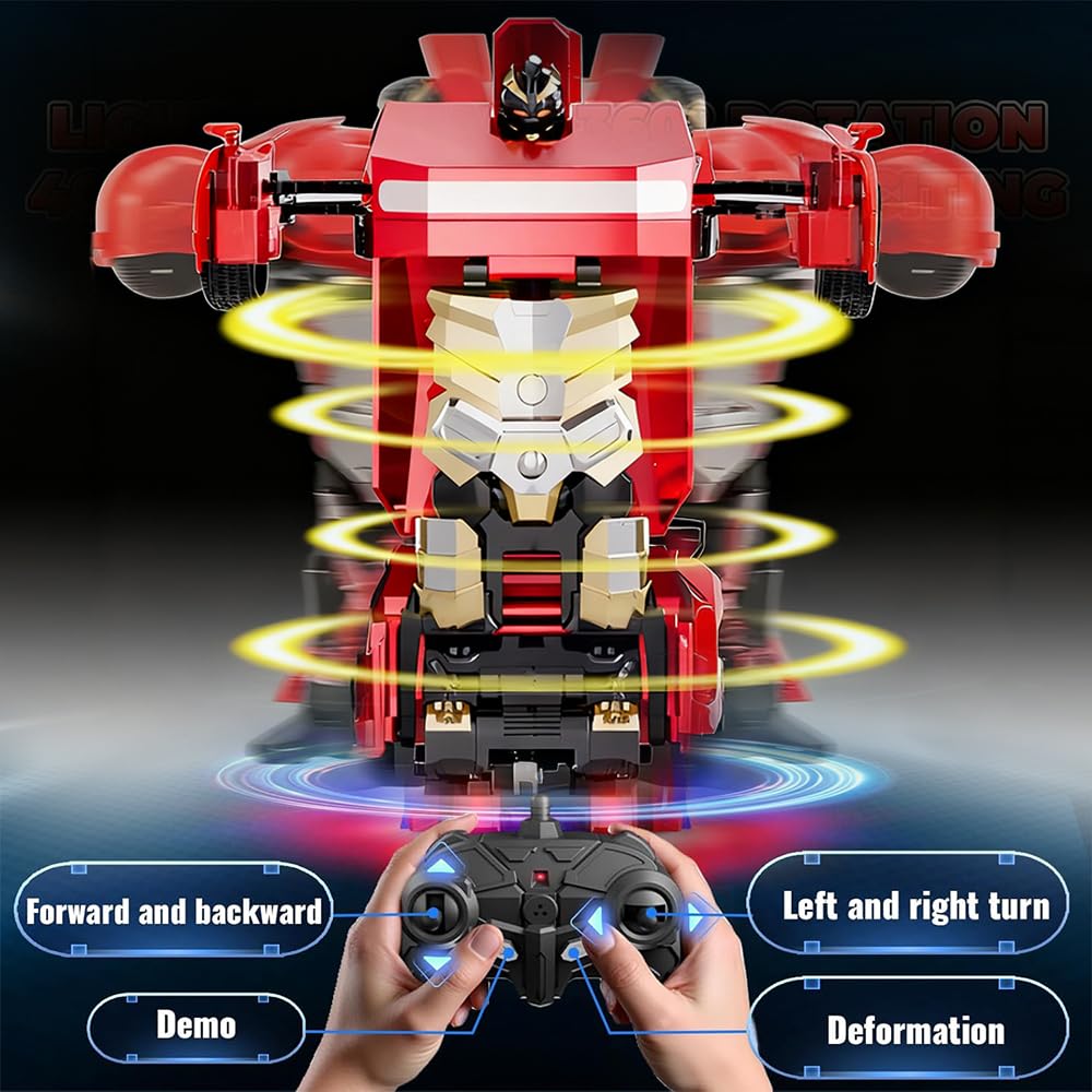 Tetesese Robot Toy Transforming RC Car – Cyber Style Truck, 360° Rotation, All-Terrain 1/24