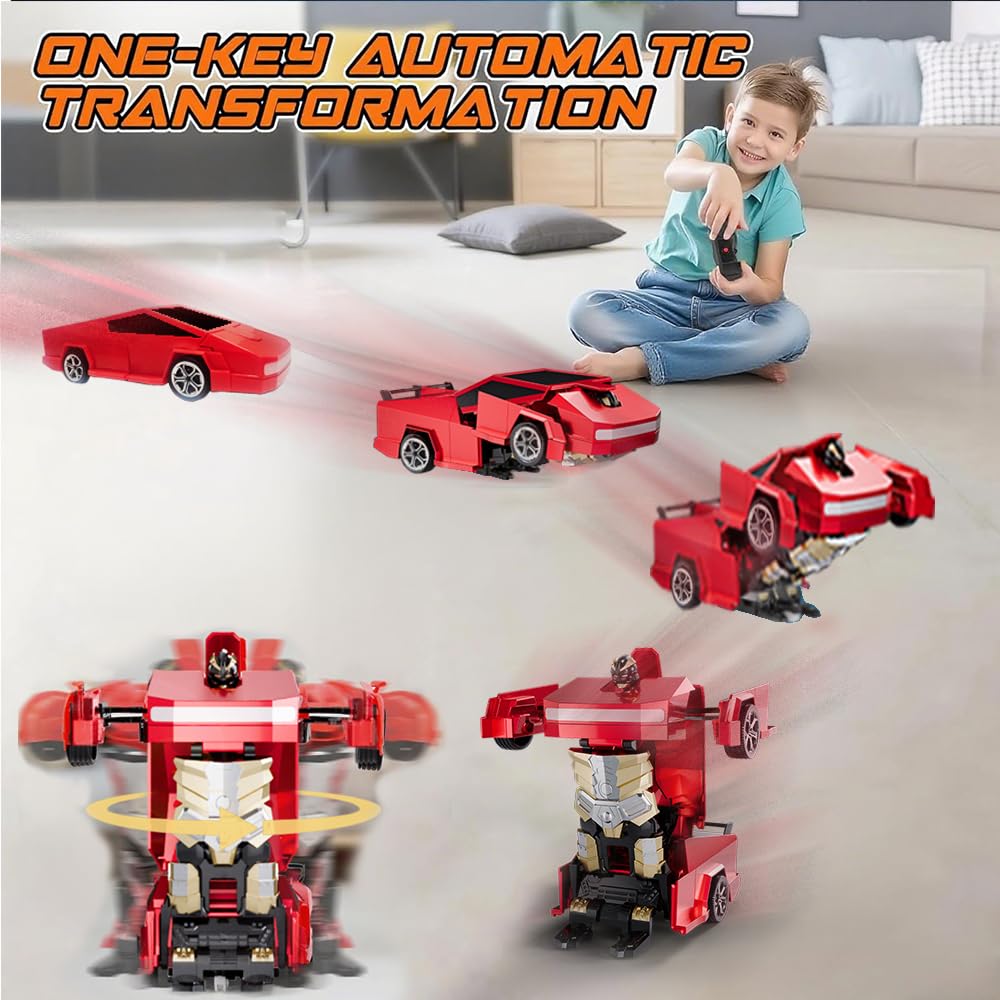 Tetesese Robot Toy Transforming RC Car – Cyber Style Truck, 360° Rotation, All-Terrain 1/24