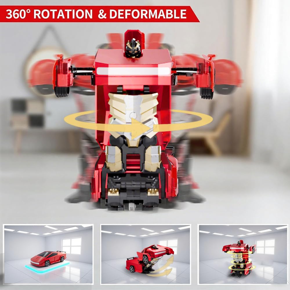 Tetesese Robot Toy Transforming RC Car – Cyber Style Truck, 360° Rotation, All-Terrain 1/24
