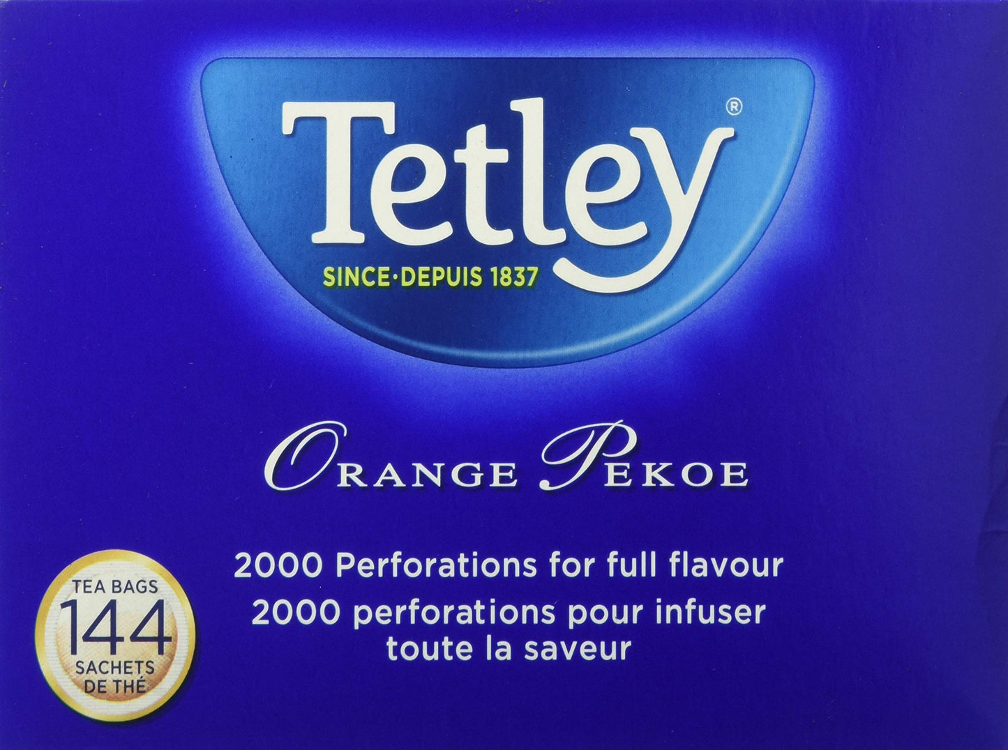 Tetley Orange Pekoe Tea, 144-Count Tea Bags, 454g/1lb (Imported from Canada)